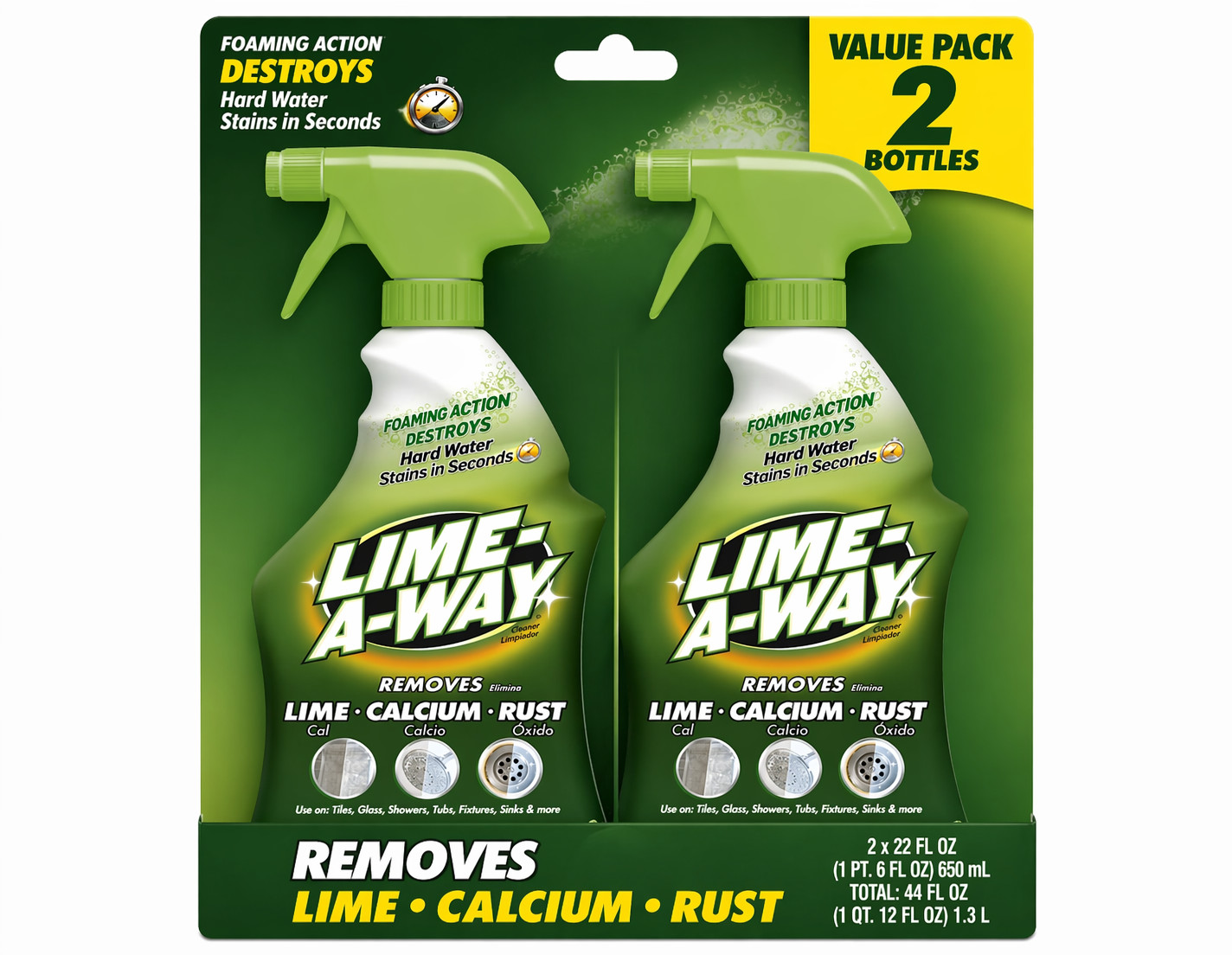 Lime-A-Way Hard Water Stain Remover Spray Cleaner Calcium Rust Lime 22oz 2 Pack