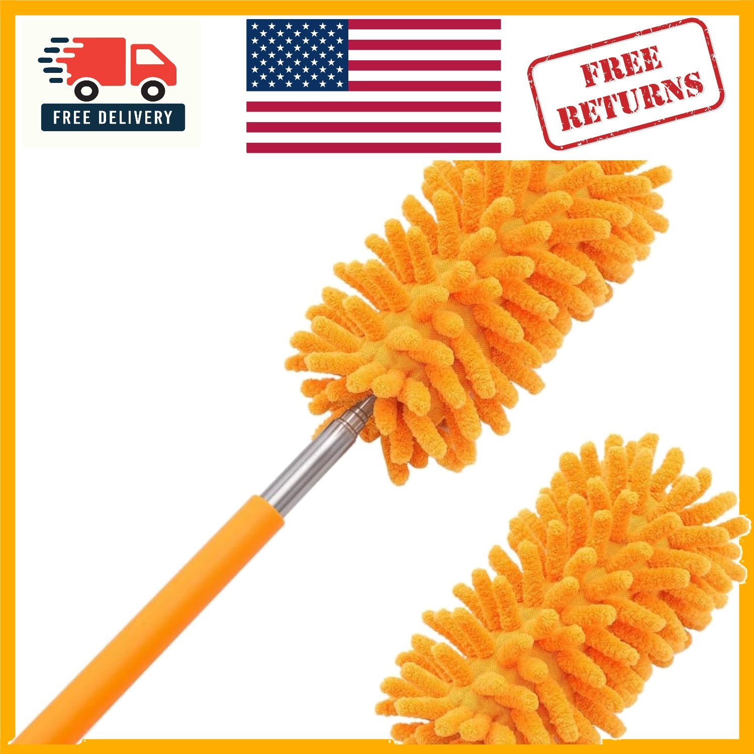 Microfiber Duster with Extendable Pole – 2 Replaceable Heads for Every Surface
