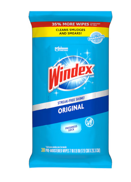 Windex 38 Count Wipes Glass Cleaner