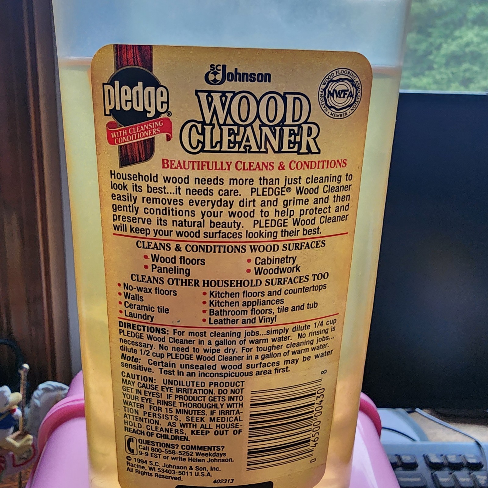 Vintage 1994 Pledge Wood Cleaner Liquid 80% Full 16 Fl Oz