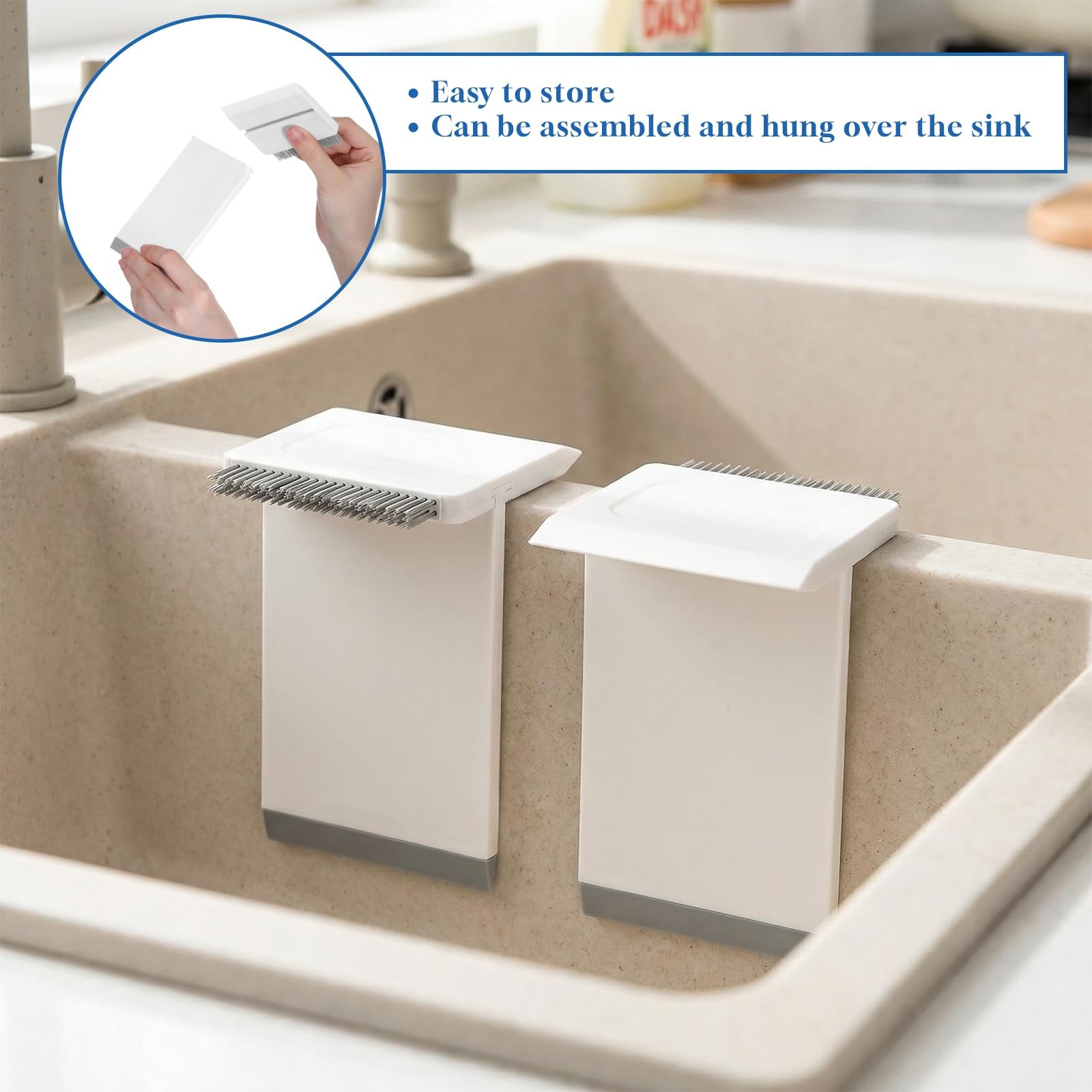 Kitchen Sink Squeegee and Countertop Brush, 3 in 1 Small Squeegee for Kitchen…