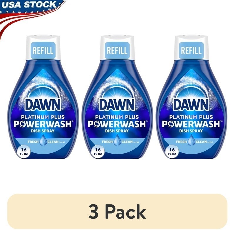 3 Pack Dish Soap Refill Fresh Scent Spray Cleaner 5X Grease Cutting Power New
