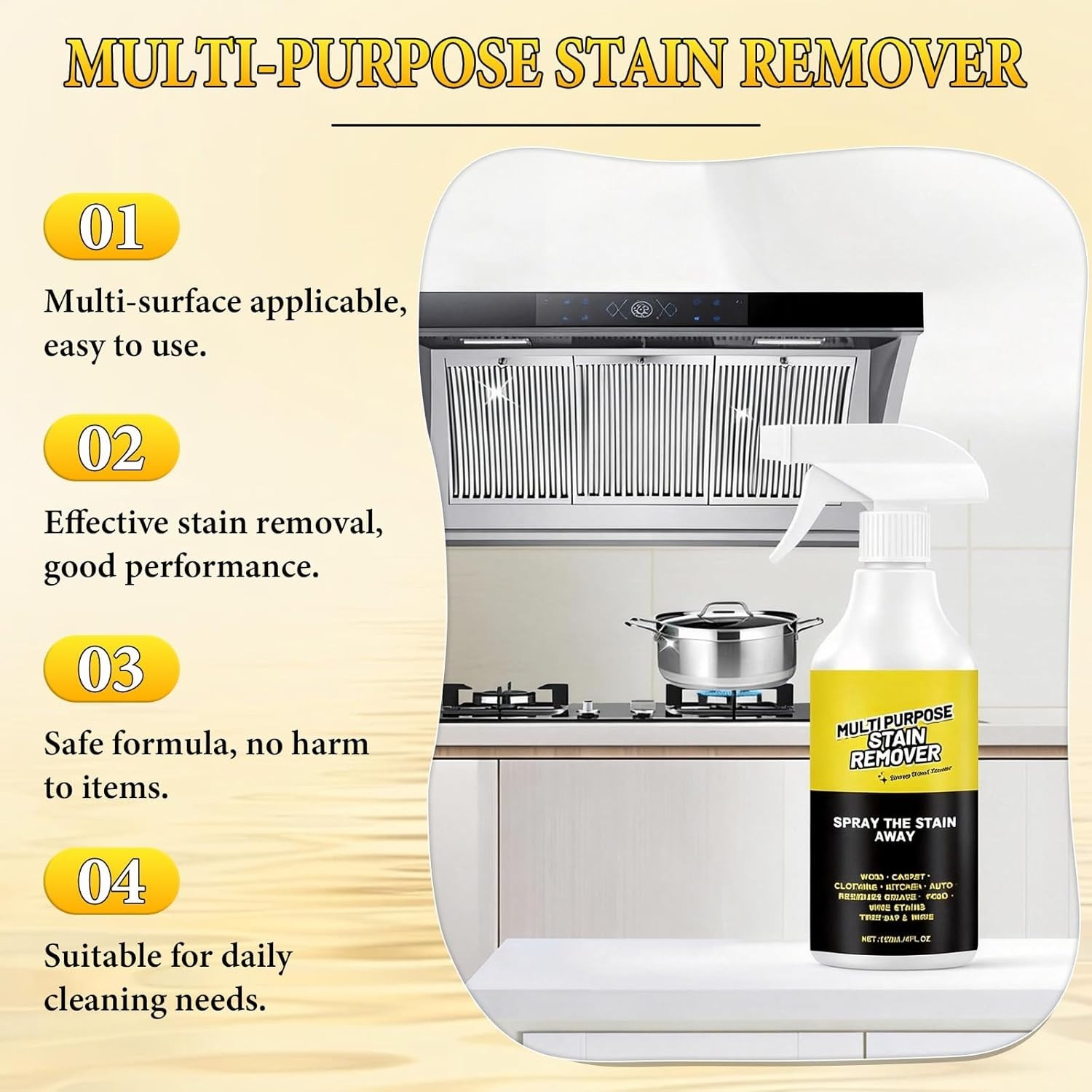 Power Spray Multi-Purpose Stain Remover 120ml for Kitchen Bathroom Floor Car
