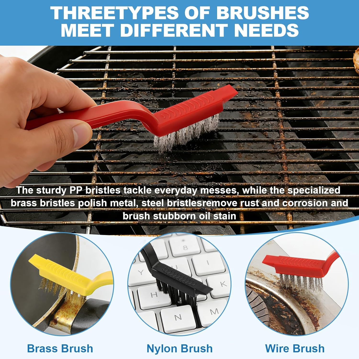11Pcs V-Shaped Grout Cleaning Brush Set, with Stiff Bristles Crevice Cleaning Br