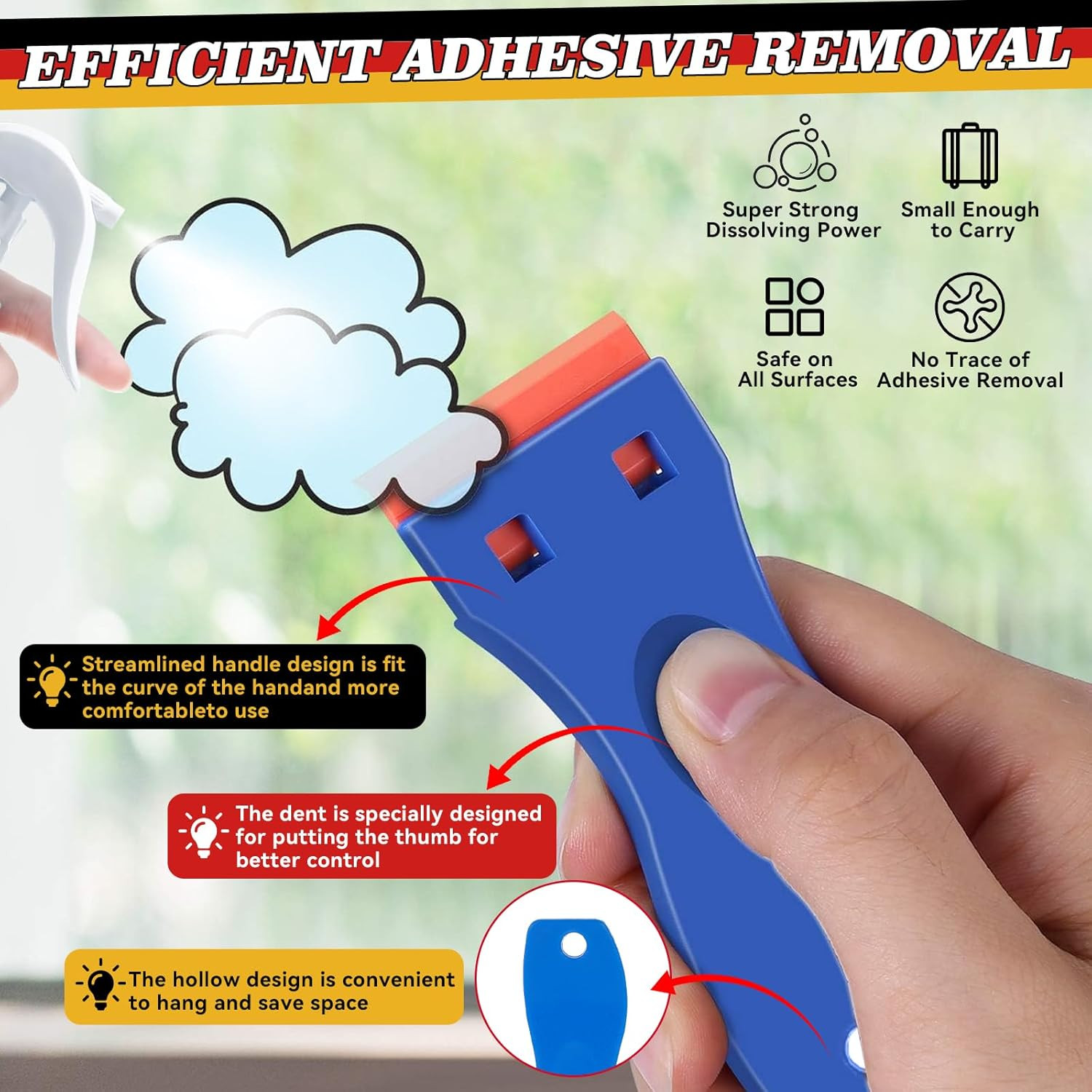 Adhesive Remover, Sticker Remover Spray with Plastic Scraper and Cleaning Cloth,