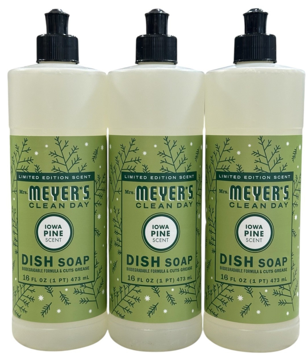 MRS. MEYER’S CLEAN DAY Liquid Dish Soap, Iowa Pine Scent, 16 Oz Bottle – 3 Pack