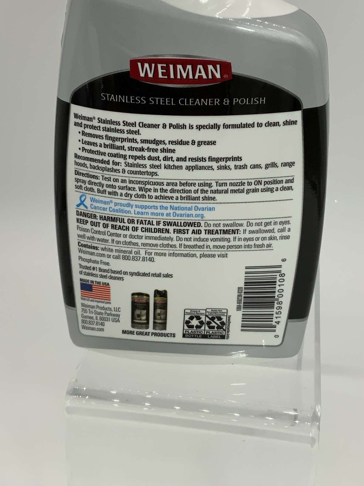 Weiman Stainless Steel Cleaner & Polish Spray Appliance Streak-Free Shine 22 oz.