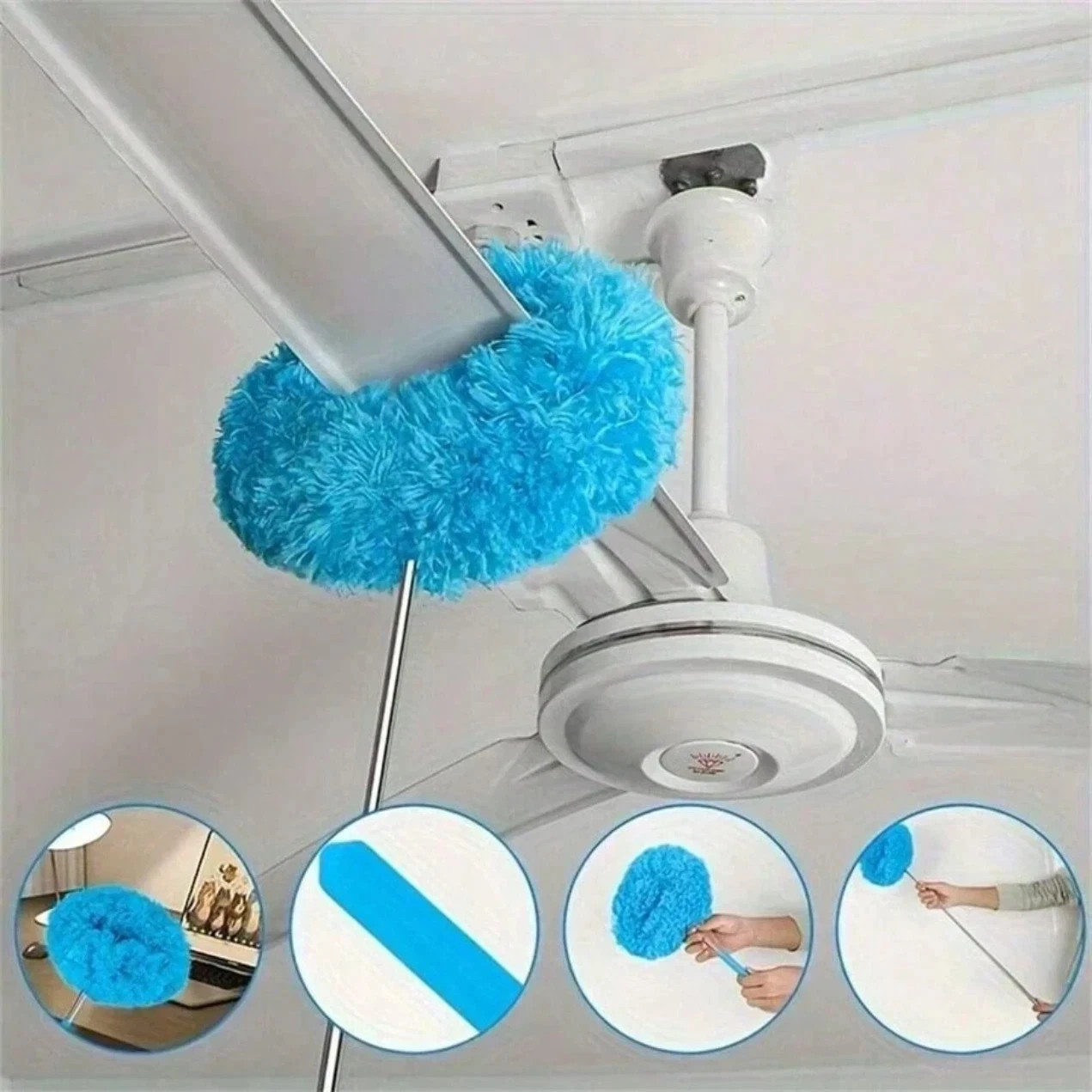 Ceiling Fan Cleaner Duster Reusable Microfiber Long Handle Washable Cleaner**