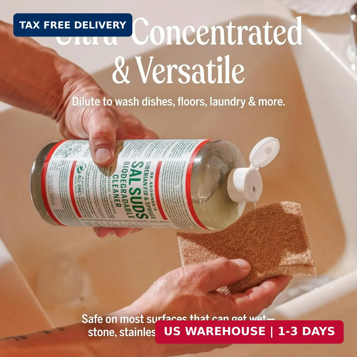 Dr. Bronner’s Sal Suds Biodegradable Cleaner (Fir & Spruce, 1 Gallon) – All-Purp