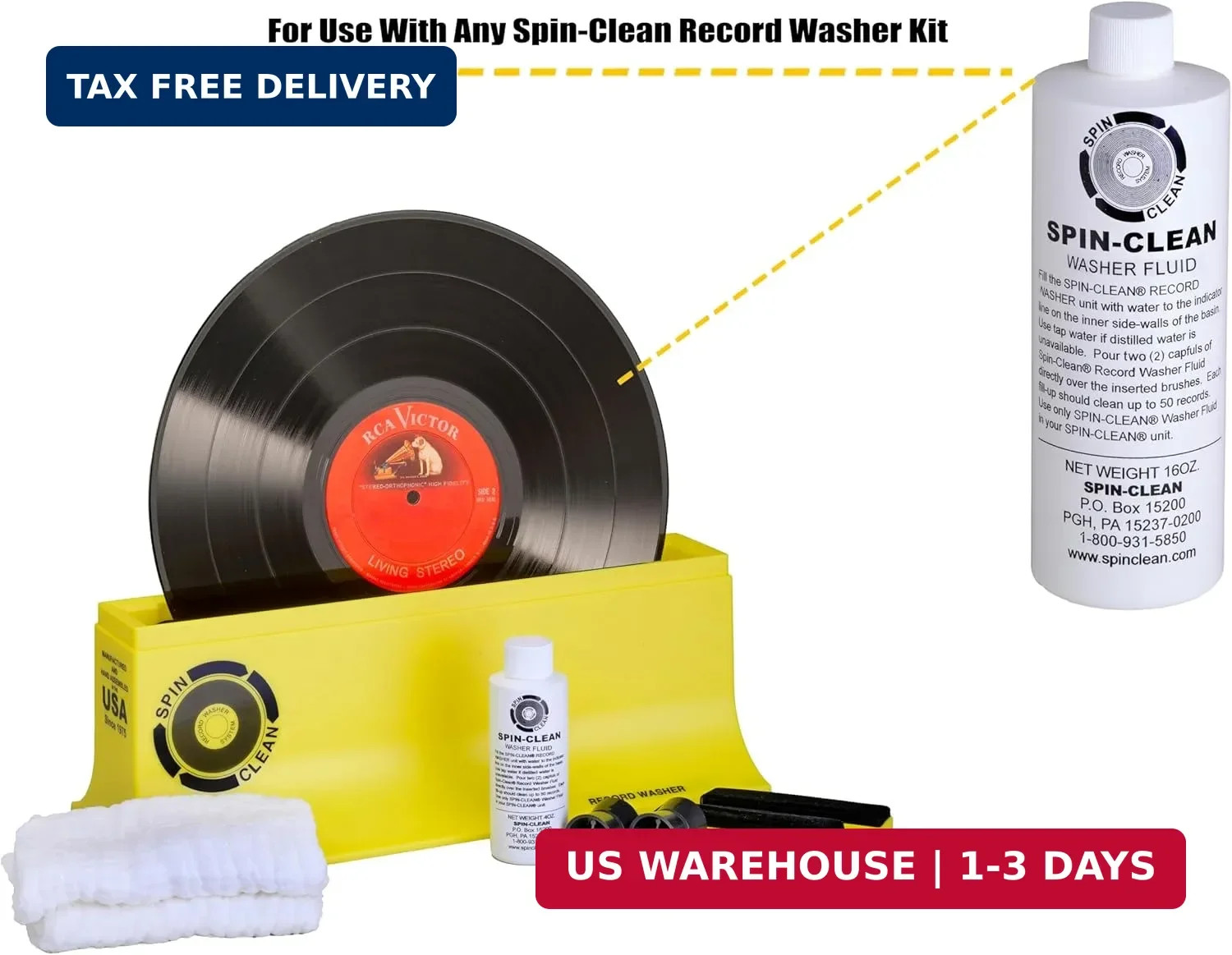Spin-Clean Record Washer Fluid 16oz. | Alcohol-Free Record Cleaner Solution | Vi
