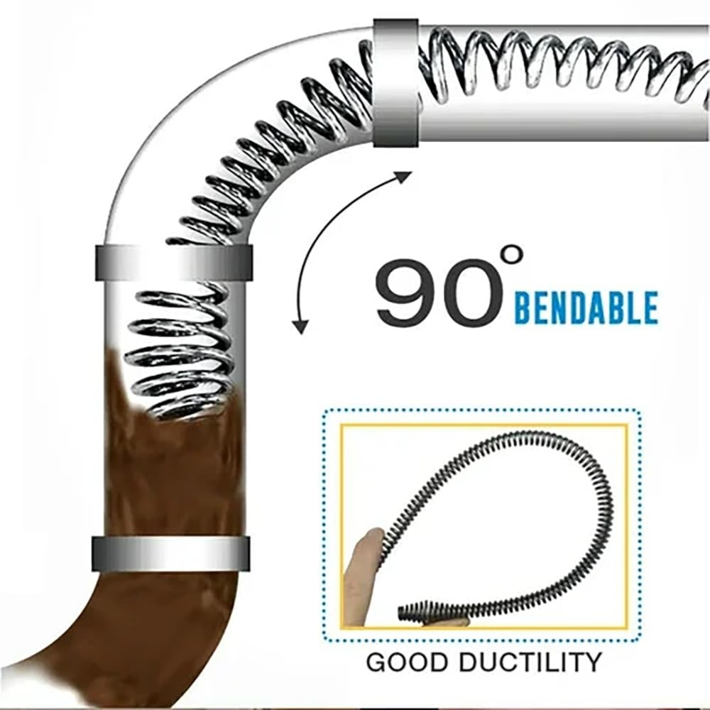 6.5FT (1.5M) Heavy Duty Deep Reach Drain Snake, No Plumber Needed Navigates U…