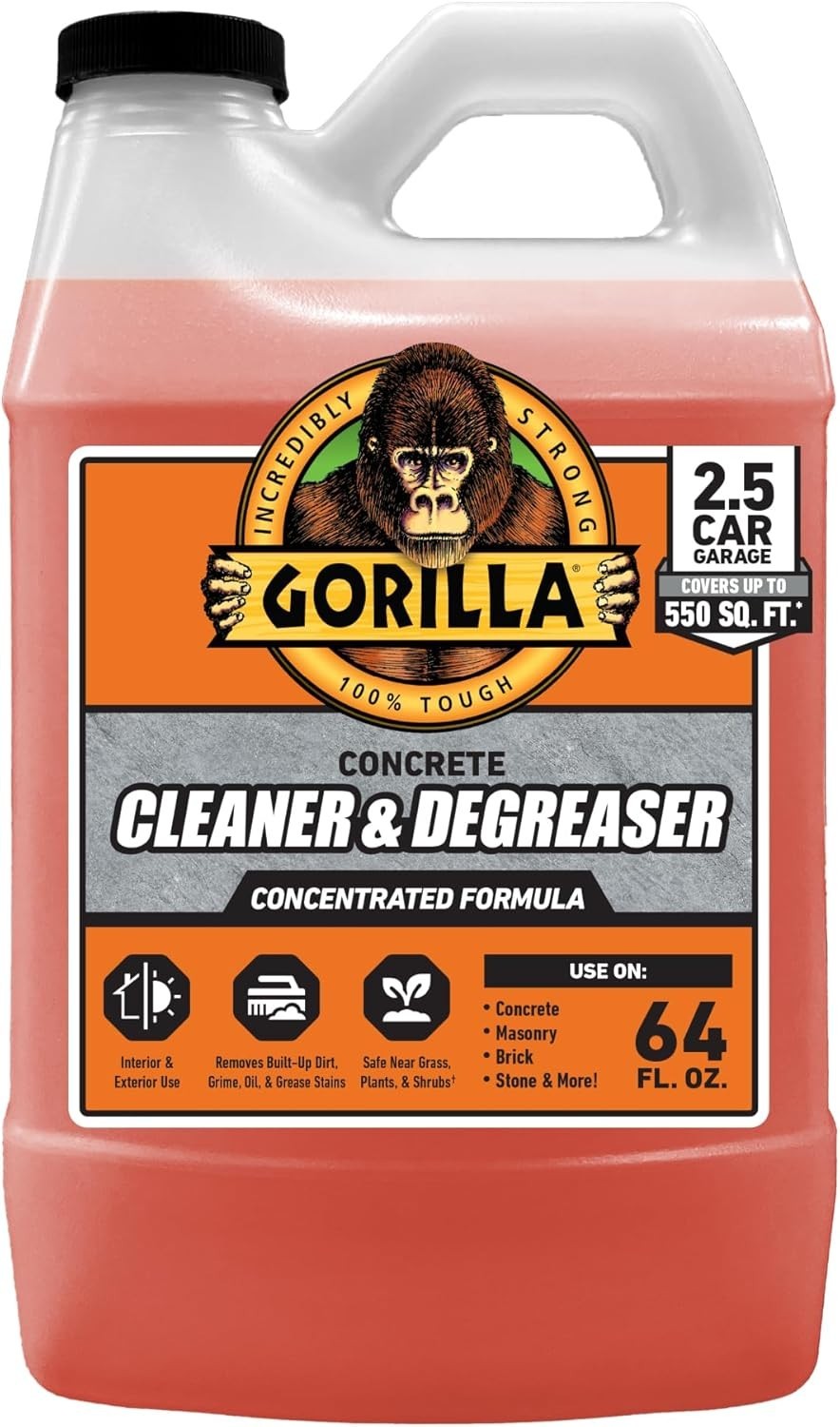 Gorilla Concrete Cleaner Degreaser 64oz Concentrate Removes Oil Grease