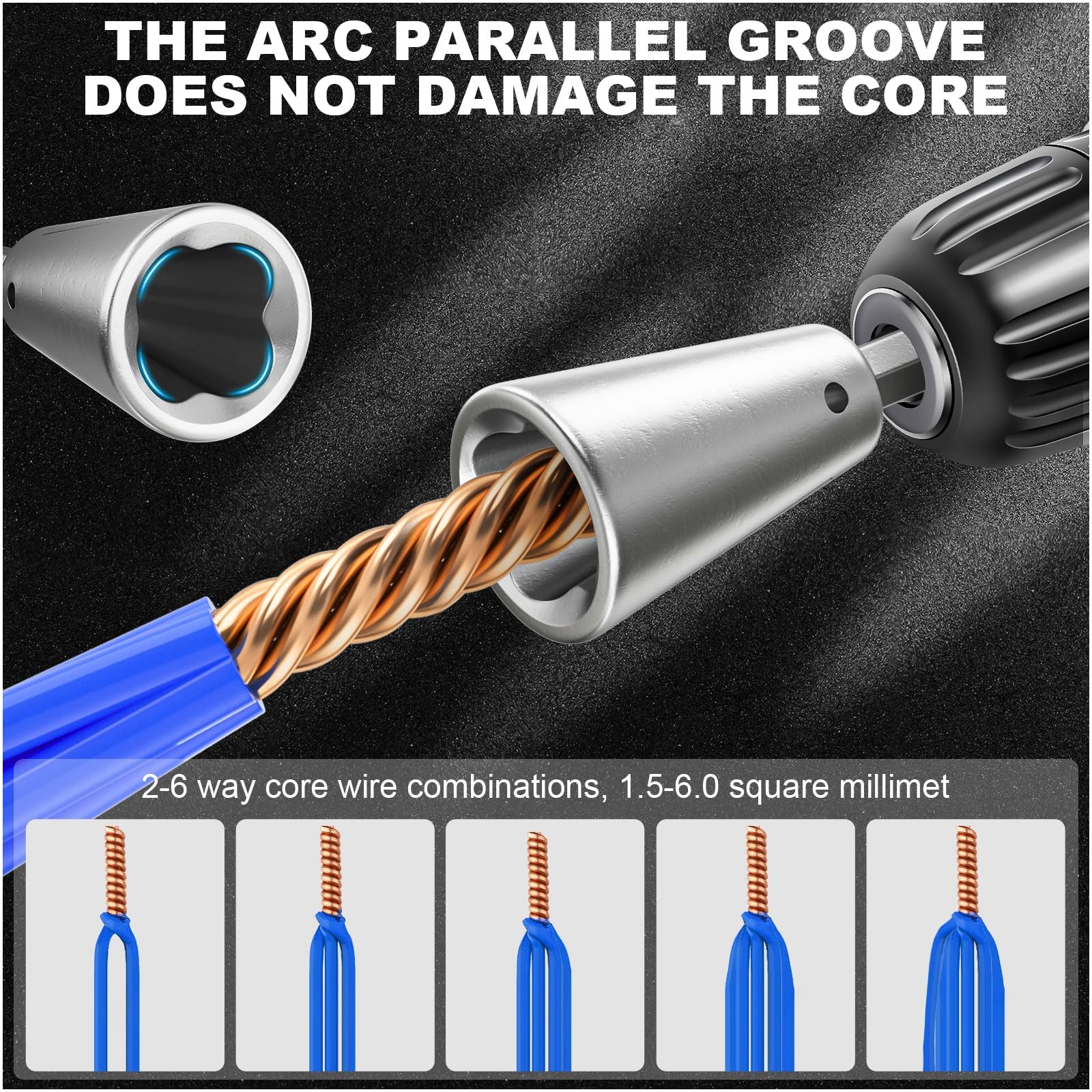Drill Wire Twister & Stripper Tool, 6MM Hex Shank, Electrical Cable Connector