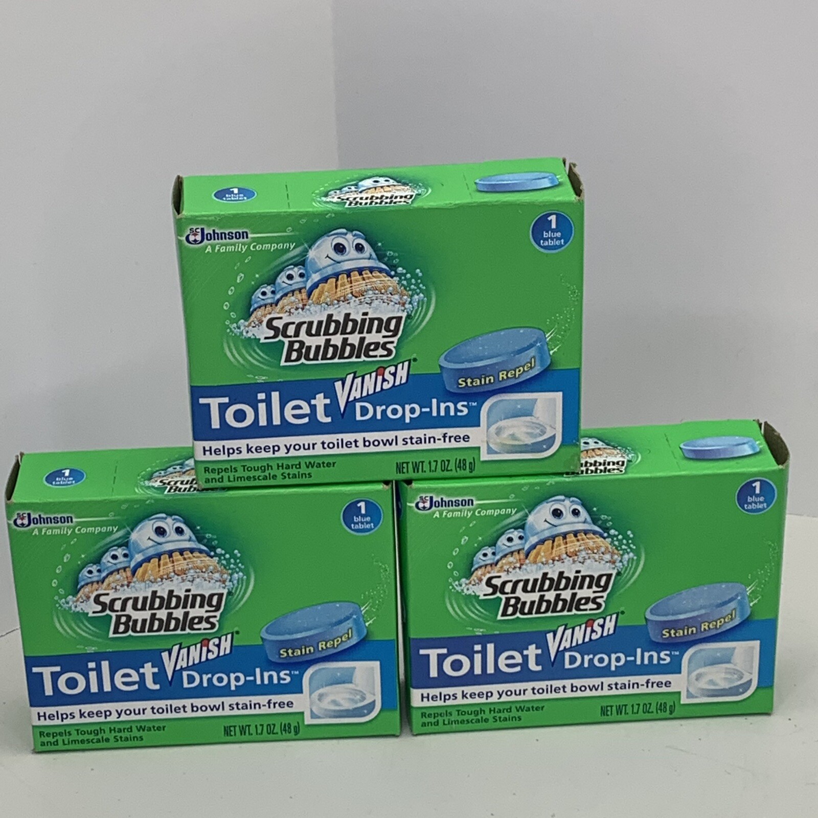 3 Scrubbing Bubbles Vanish Blue Drop In Tablets For Toilet Bowls