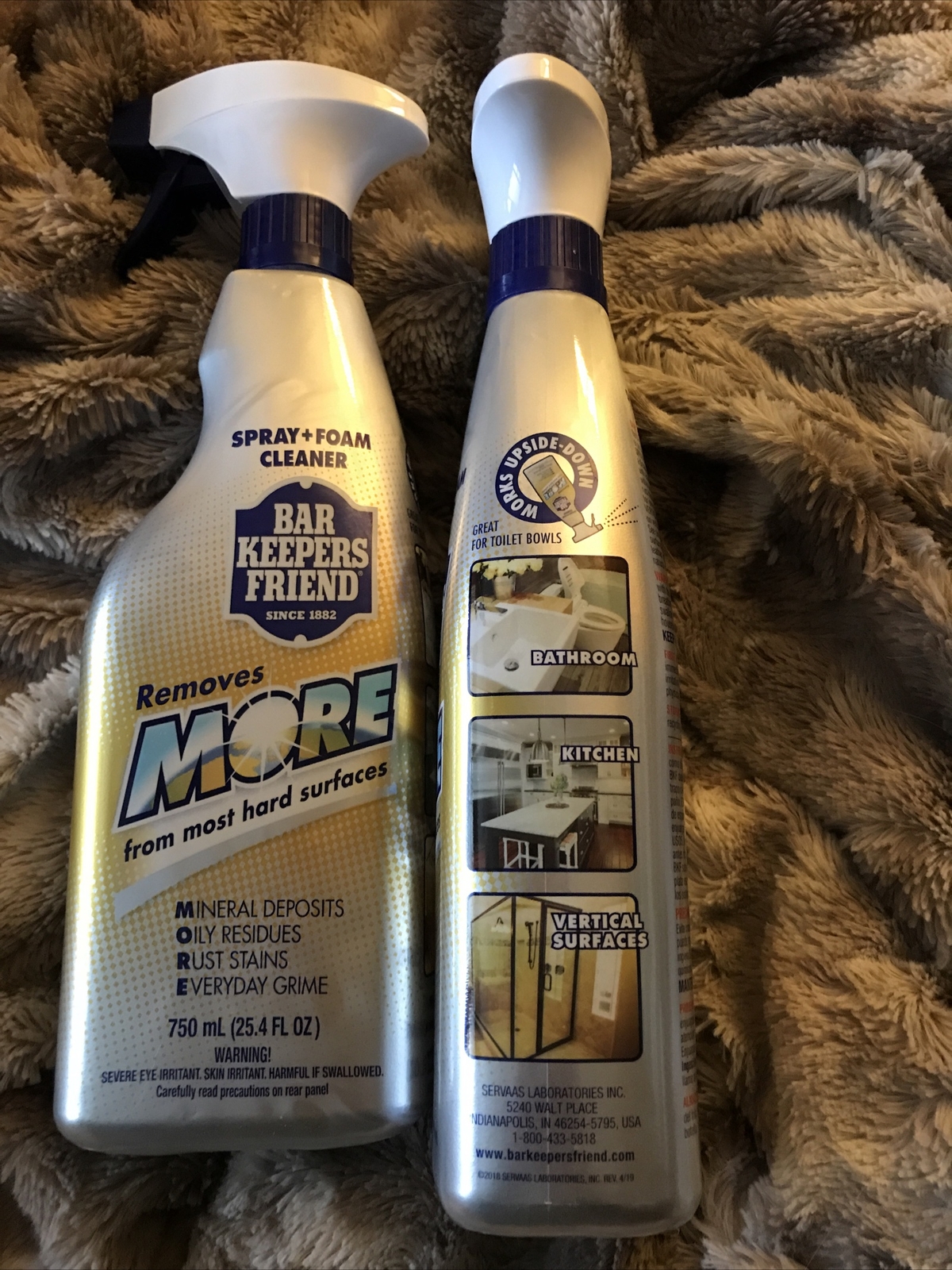(2-Pk) BAR KEEPERS FRIEND Hard Surfaces Glass Copper Brass SPRAY + FOAM CLEANER