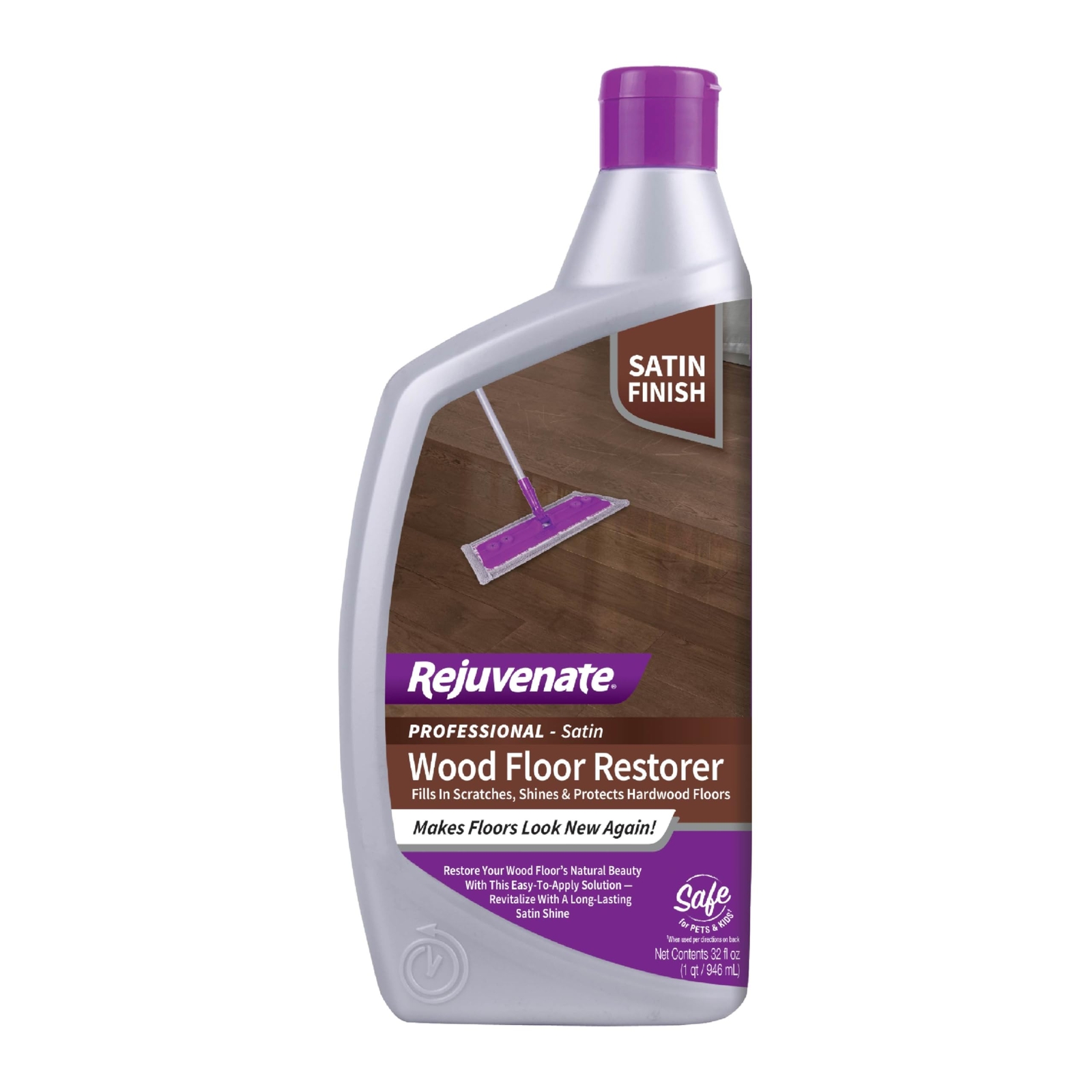Rejuvenate Professional Wood Floor Restorer 32oz Satin Finish Polishing Formula