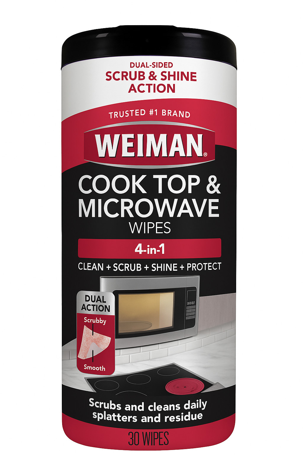 WEIMAN Cook Top & Microwave Wipes 30 Count – Clean Scrub Shine Protect