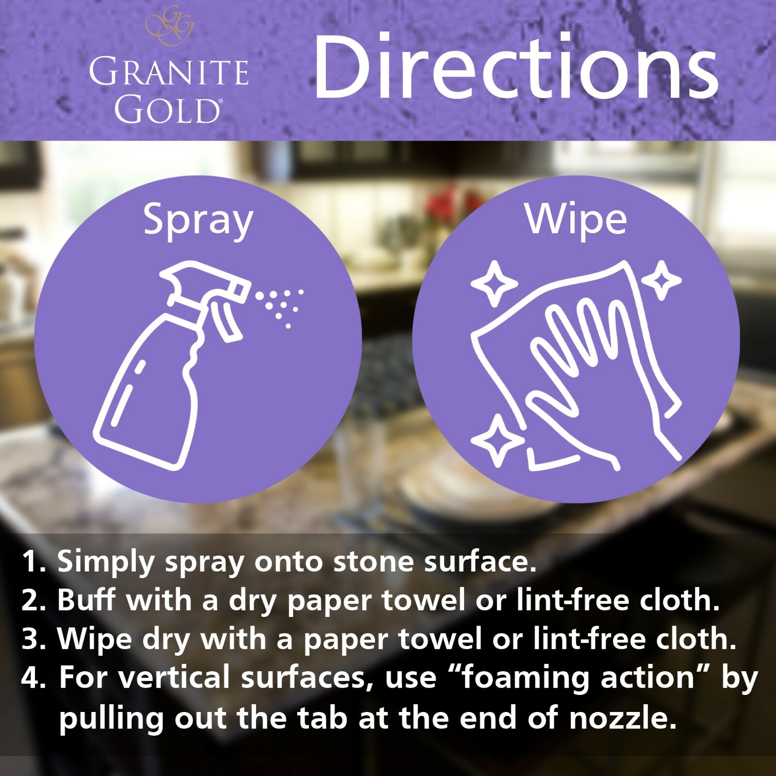 GRANITE GOLD One Easy Step Deep Clean POLISH Marble Travertine Quartz 24Oz Spray