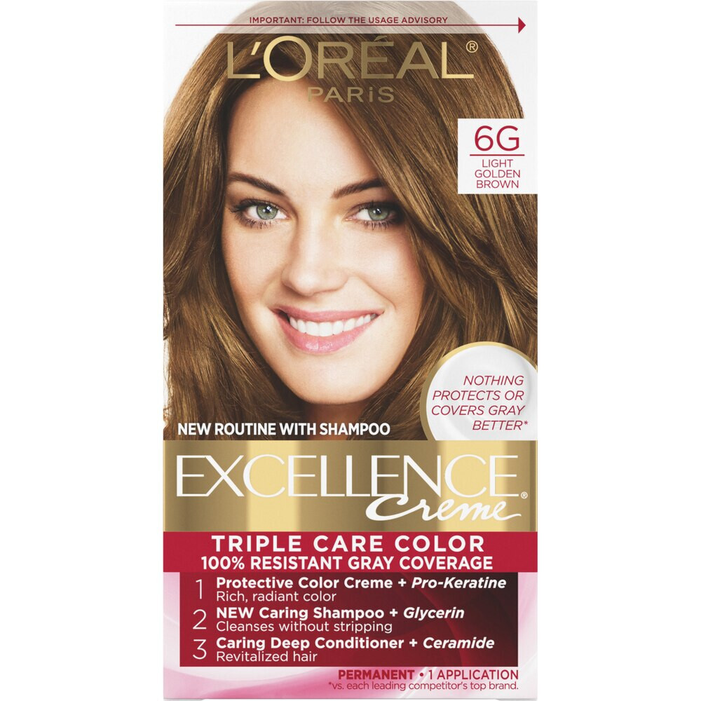 L’Oreal Paris Excellence Creme Permanent Triple Care Color 6G Light Golden Brown
