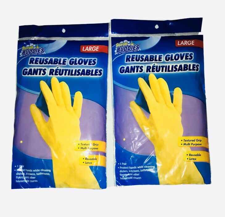 Large Cleaning Gloves Disposable Dishwashing Rubber Latex Reusable Scrub Buddies