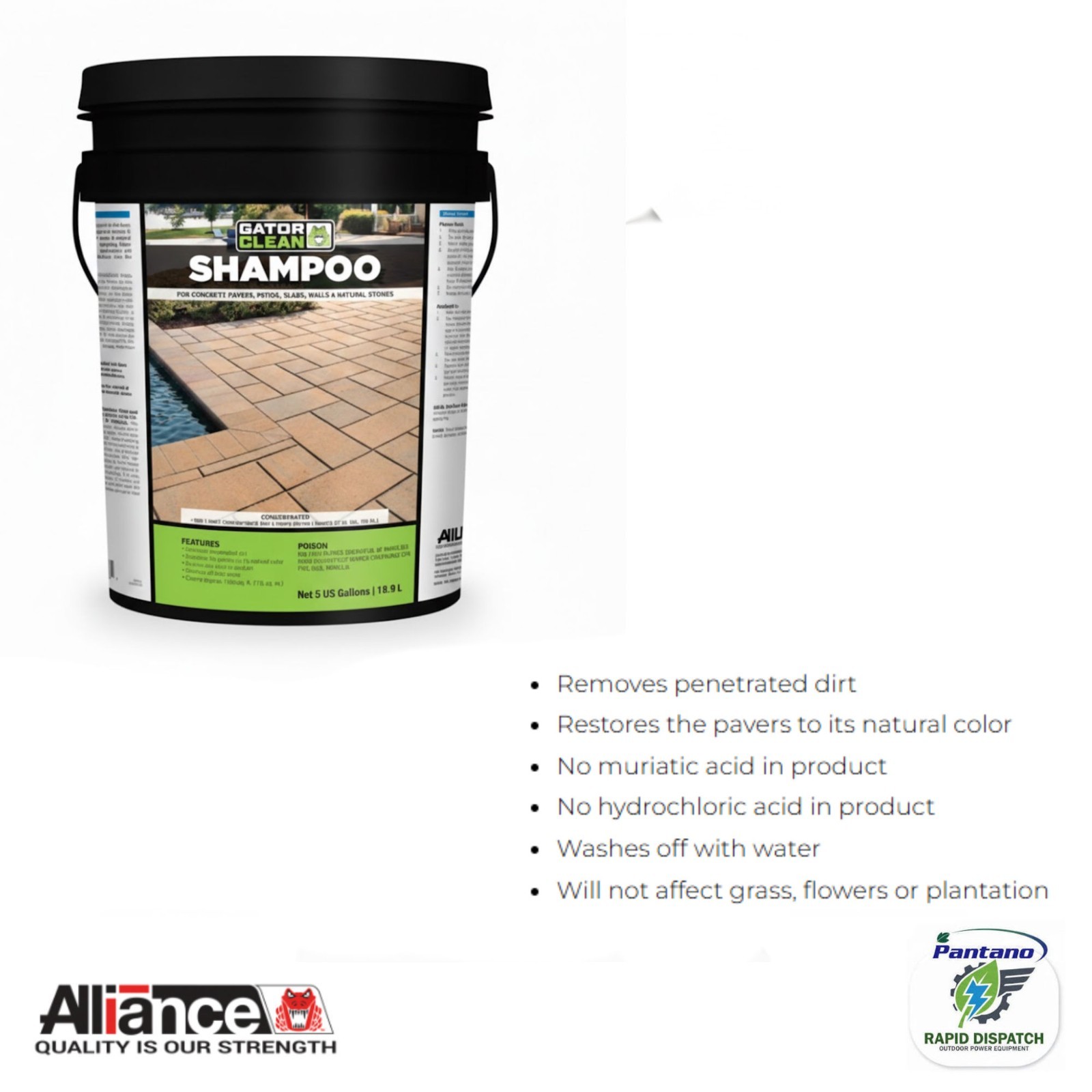 Gator Shampoo Paver & Natural Stone Cleaner | Alliance Bulk Concentrate 5 Gallon