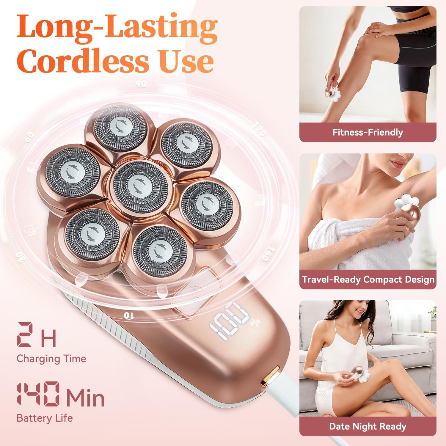 Electric Razors for Women, 5-in-1 Electric Shaver with 7D Magnetic Head, IPX7