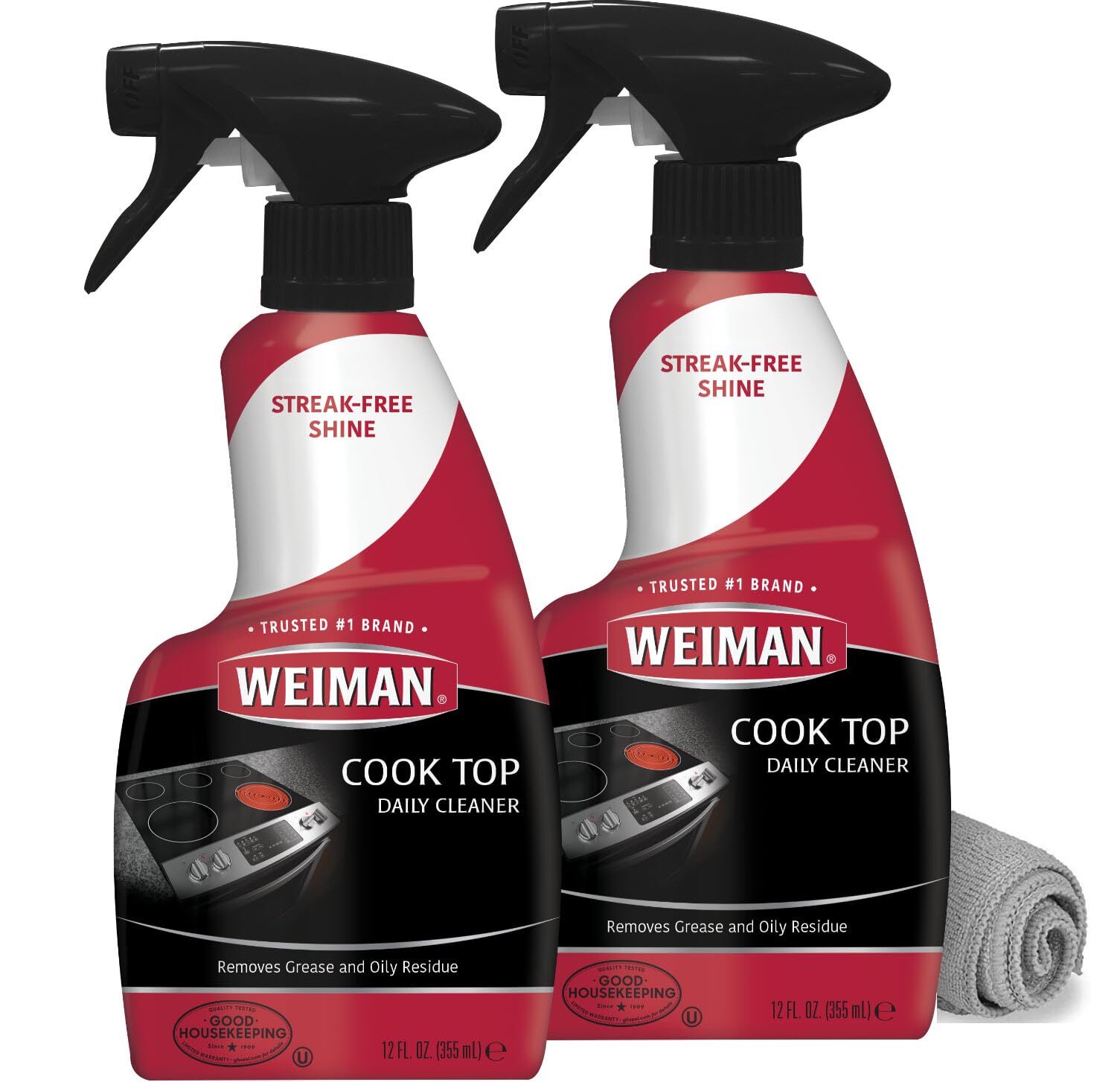 Weiman Cooktop Cleaner 2 Pack 12oz Streak Free Surface Safe with Towel