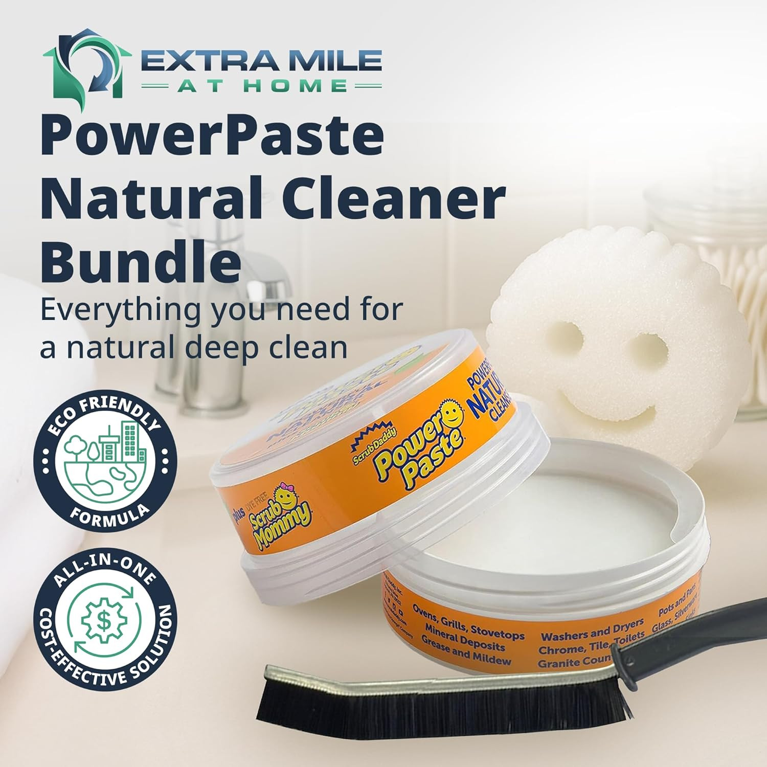 Power Paste Natural All Purpose Cleaner Bundle – Grout Cleaner for Tile Floors w