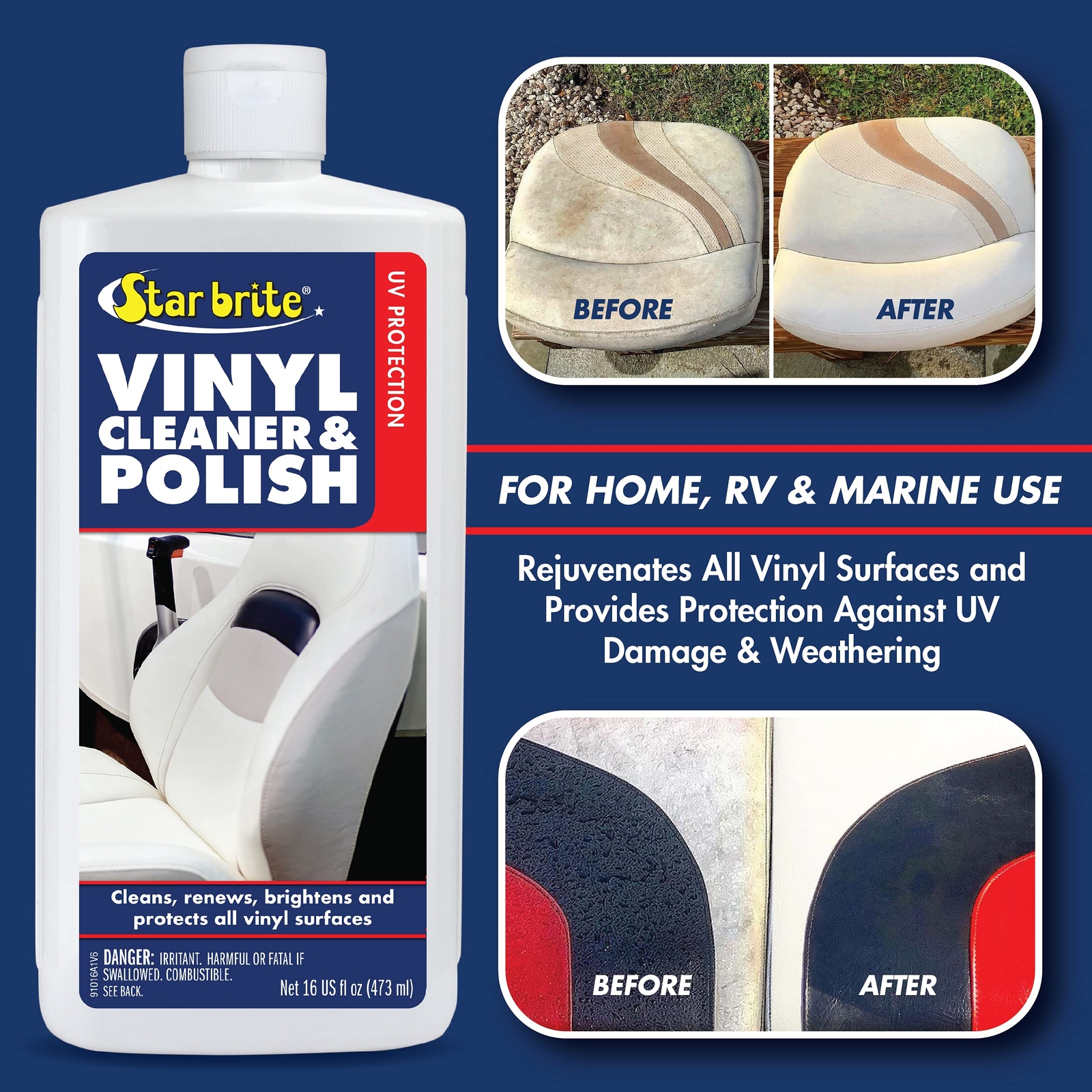 Star brite Vinyl Cleaner Polish Protectant 16 Fl Oz Made in USA
