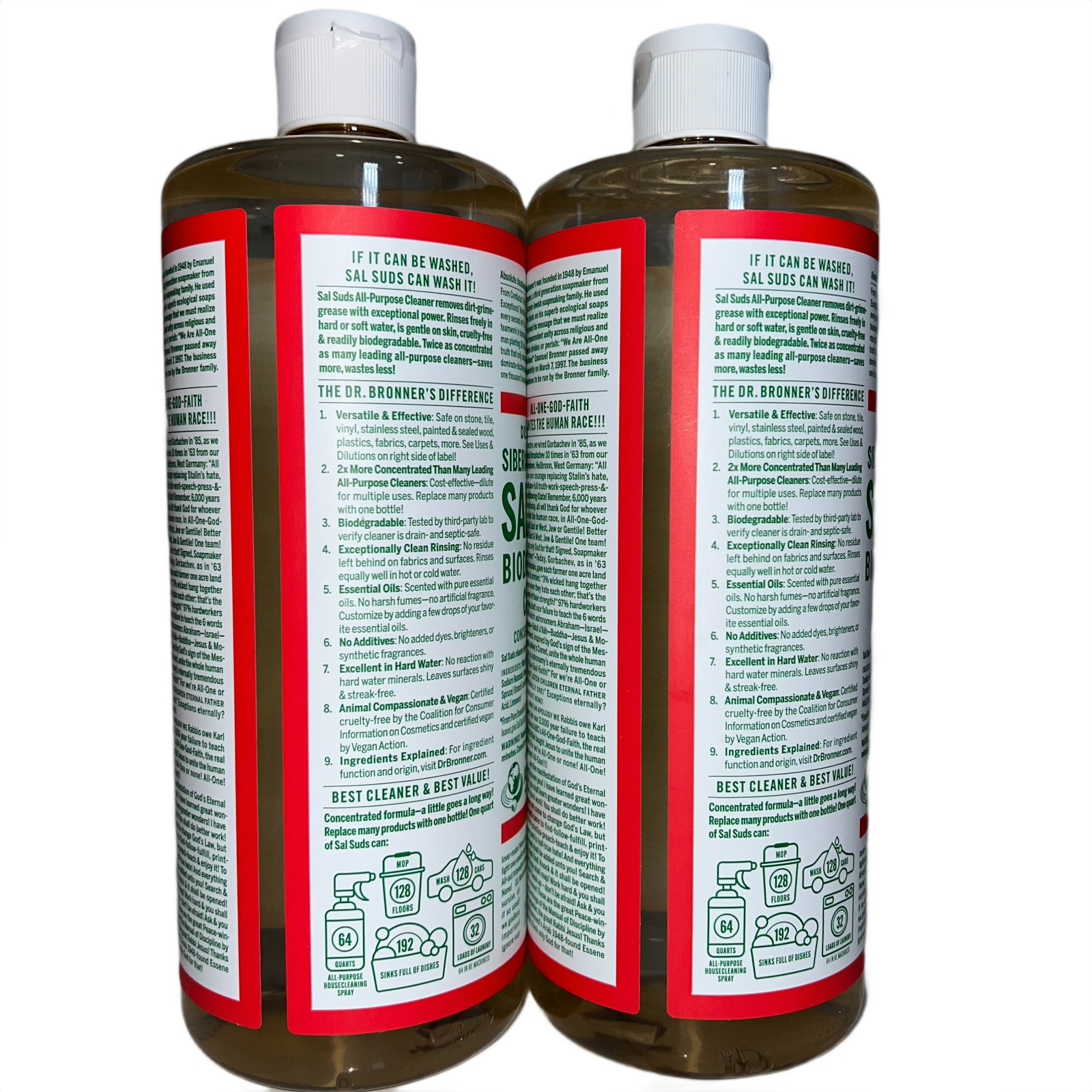 2x Dr. Bronner’s Sal Suds Plant-Based Concentrate Siberian Fir Spruce 32oz NEW