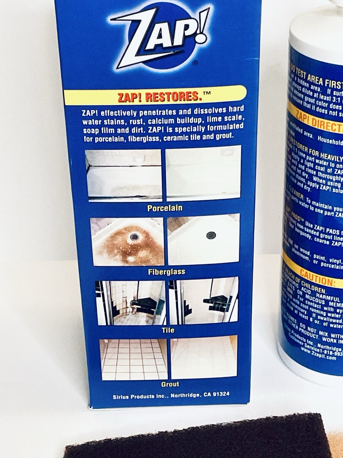 ZAP! PROFESSIONAL PORCELAIN FIBERGLASS TILE GROUT RESTORER 16 FL OZ DISCONTINUED