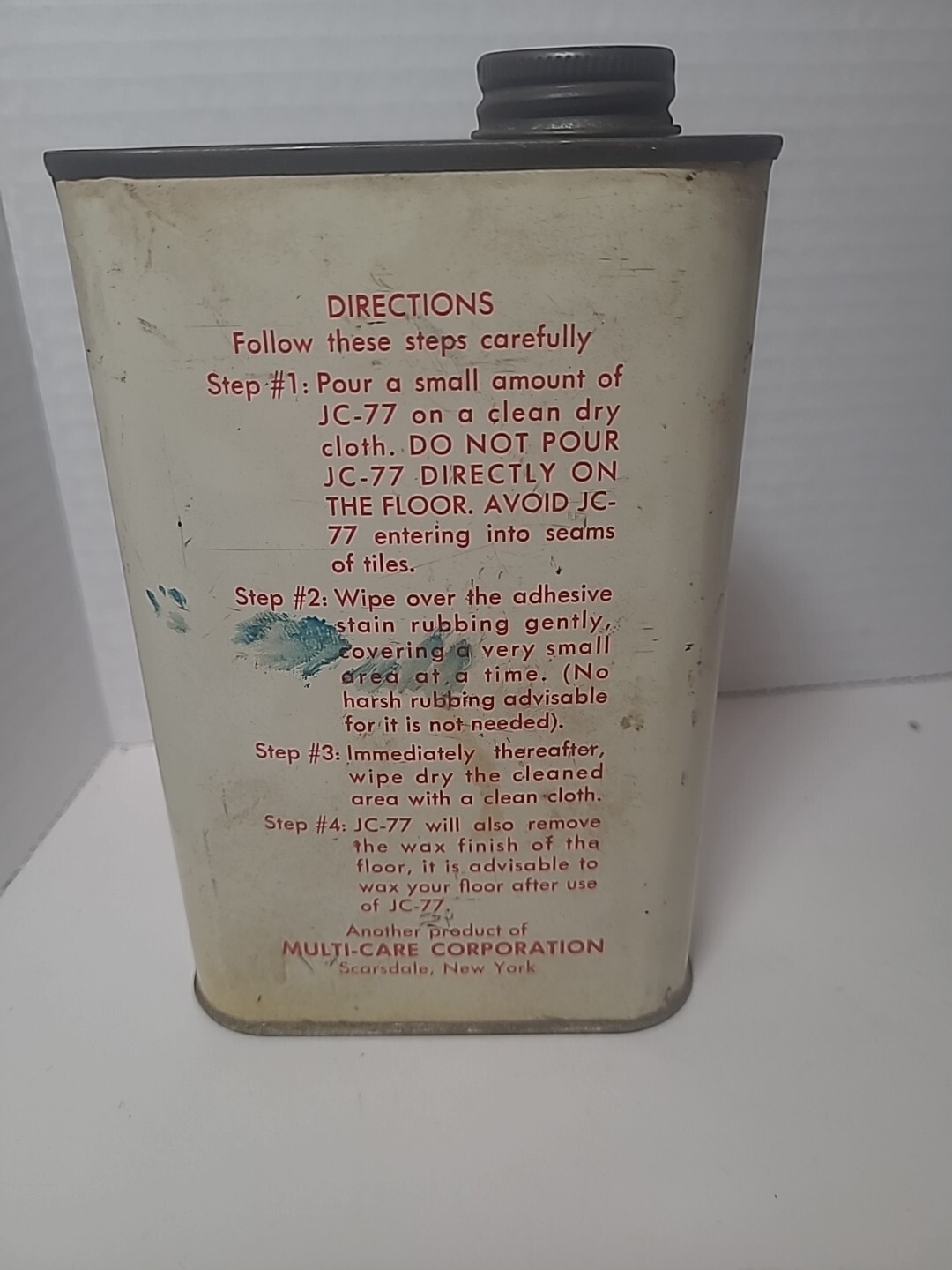 Vintage JC-77 Adhesives Remover MULTI-CARE CORPORATION Vinyl Asphalt Rubber ++