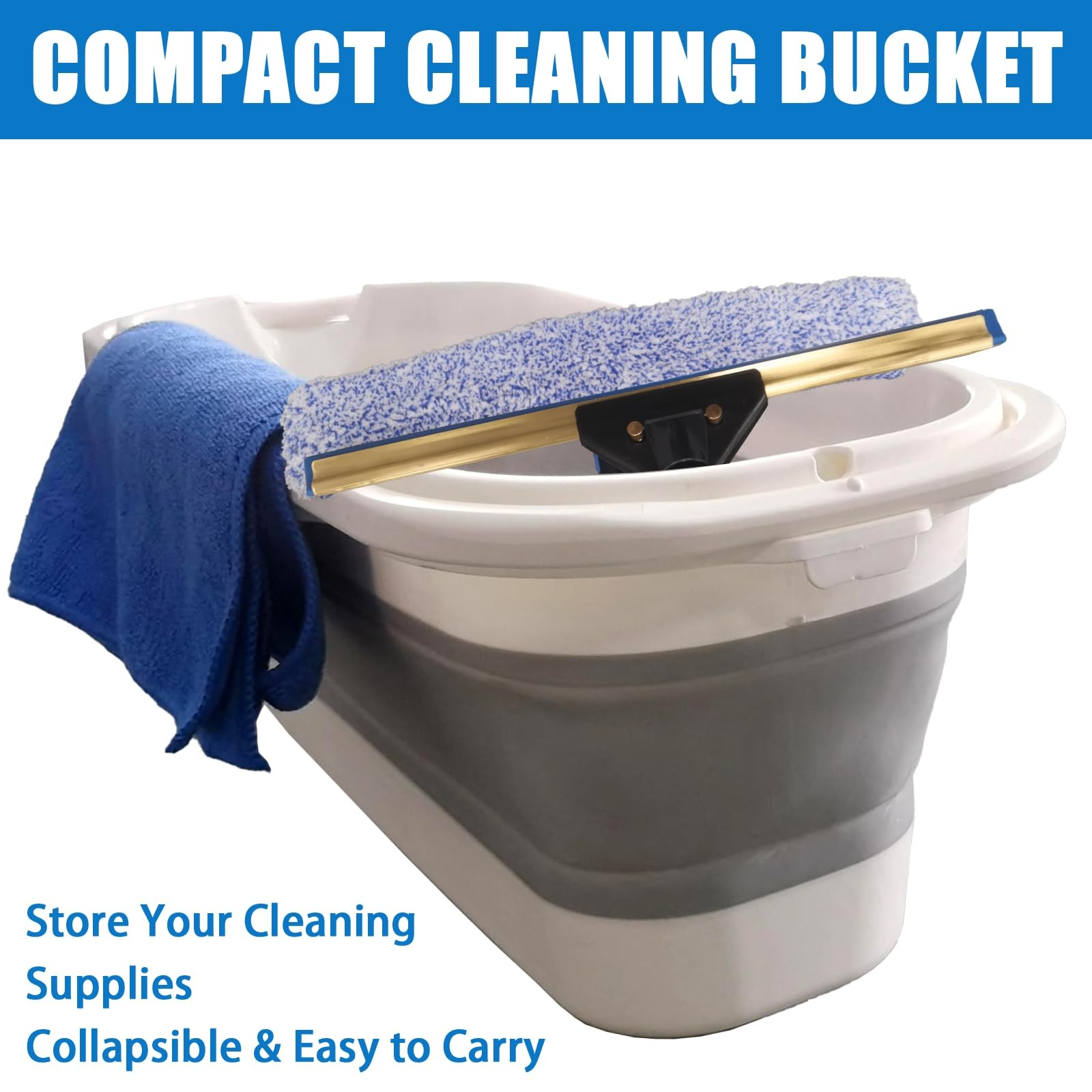 Window Cleaning Kit with Storage Bucket,Window Washing Kit with 4.13Ft Extens…