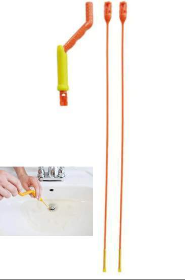 Flexisnake Drain Weasel Drain Clog Remover With Rotating Handle and Two Wands
