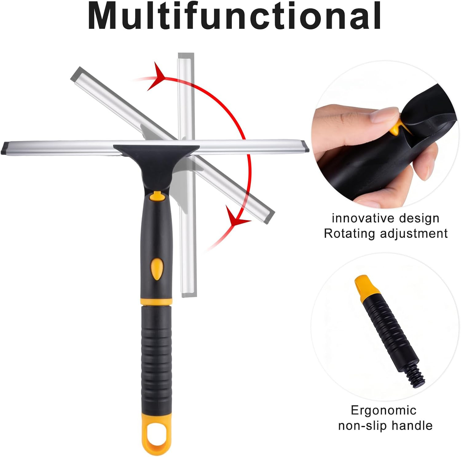 Swivel Shower Squeegee for Glass Doors, All-Purpose Anti-Slip Window Squeegee…