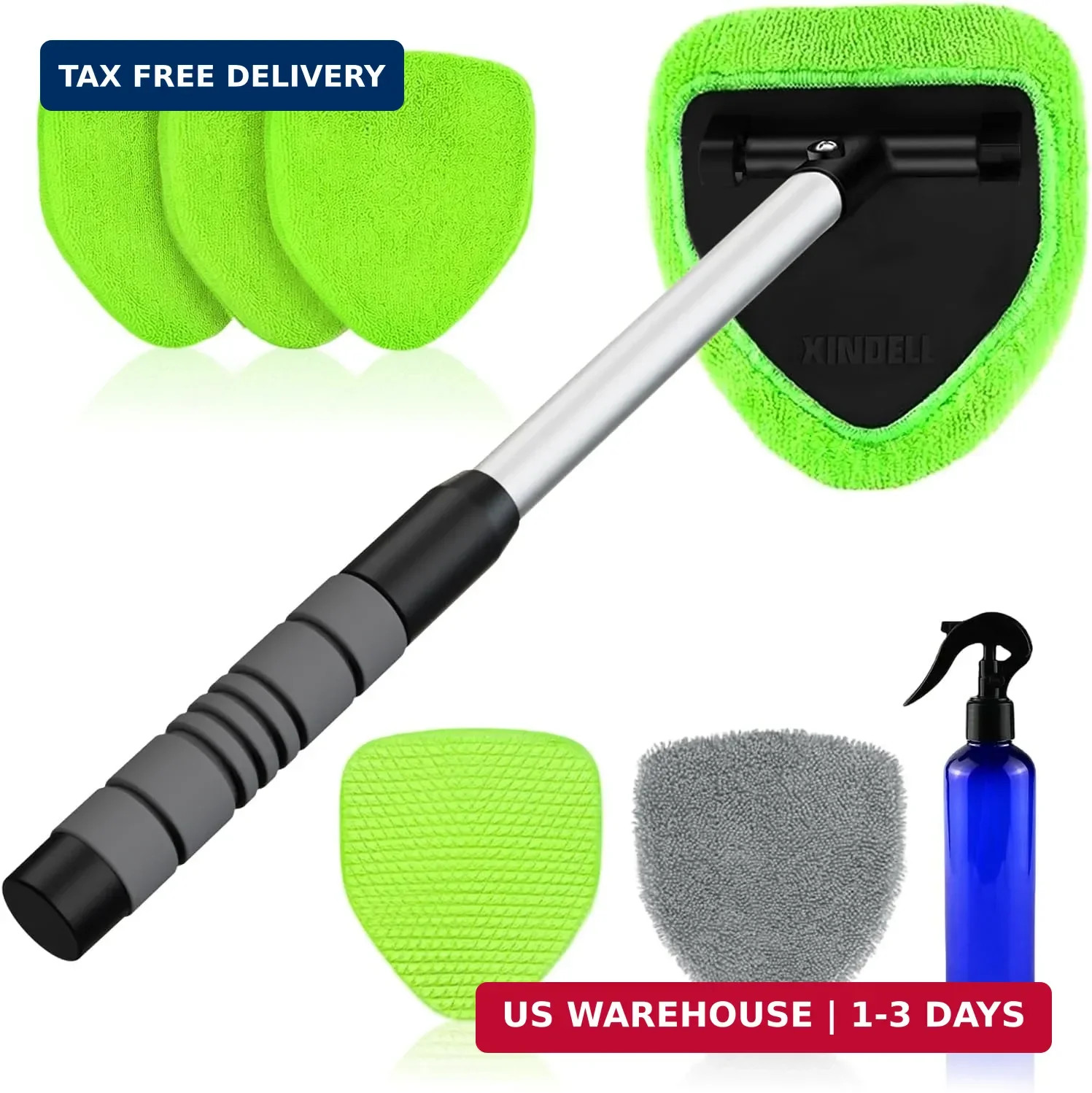 XINDELL Windshield Cleaner Tool – Car Interior Window Cleaning Kit with Extendab