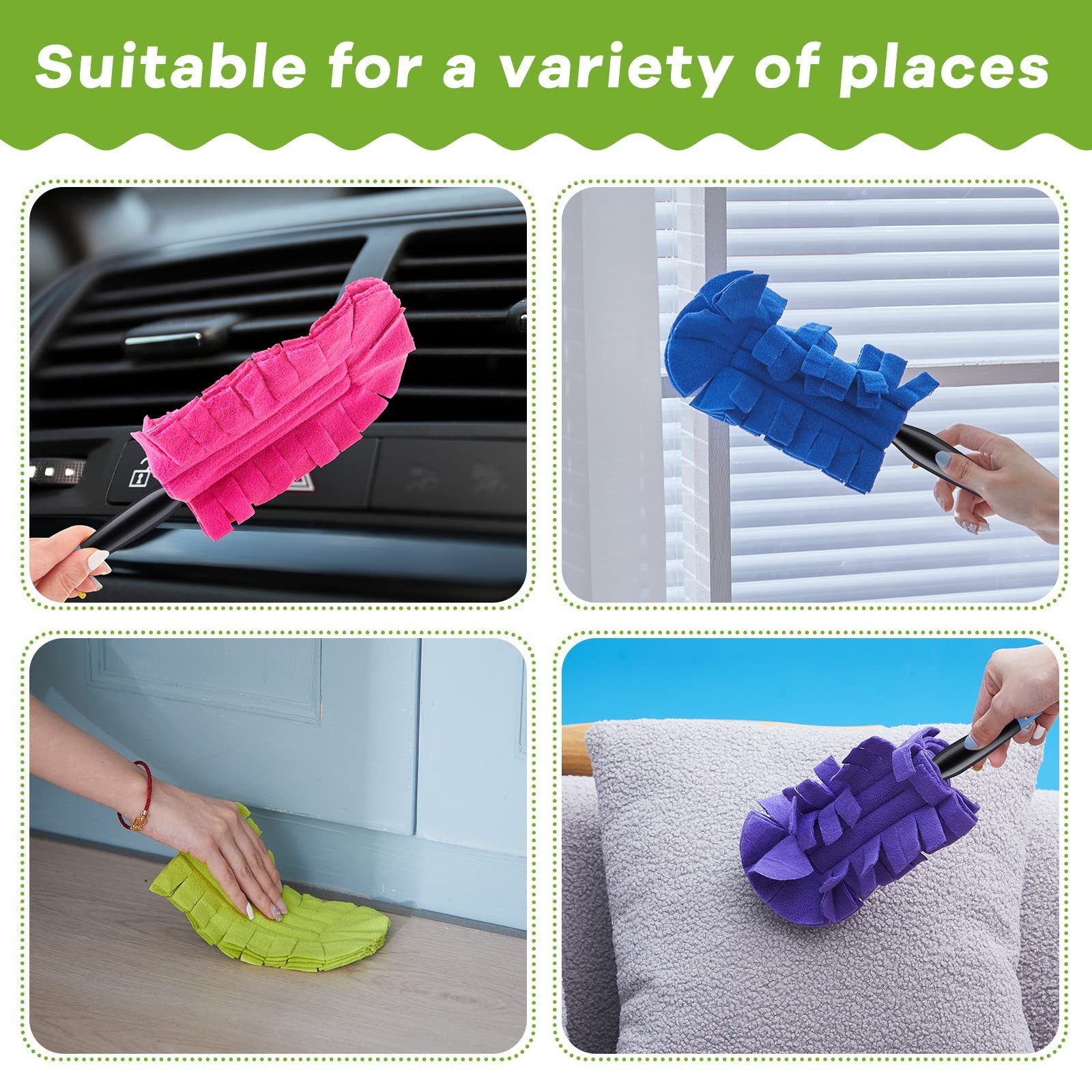 12 Pcs Reusable Fleece Duster Refills – Multi-Surface Washable Cleaning Pads