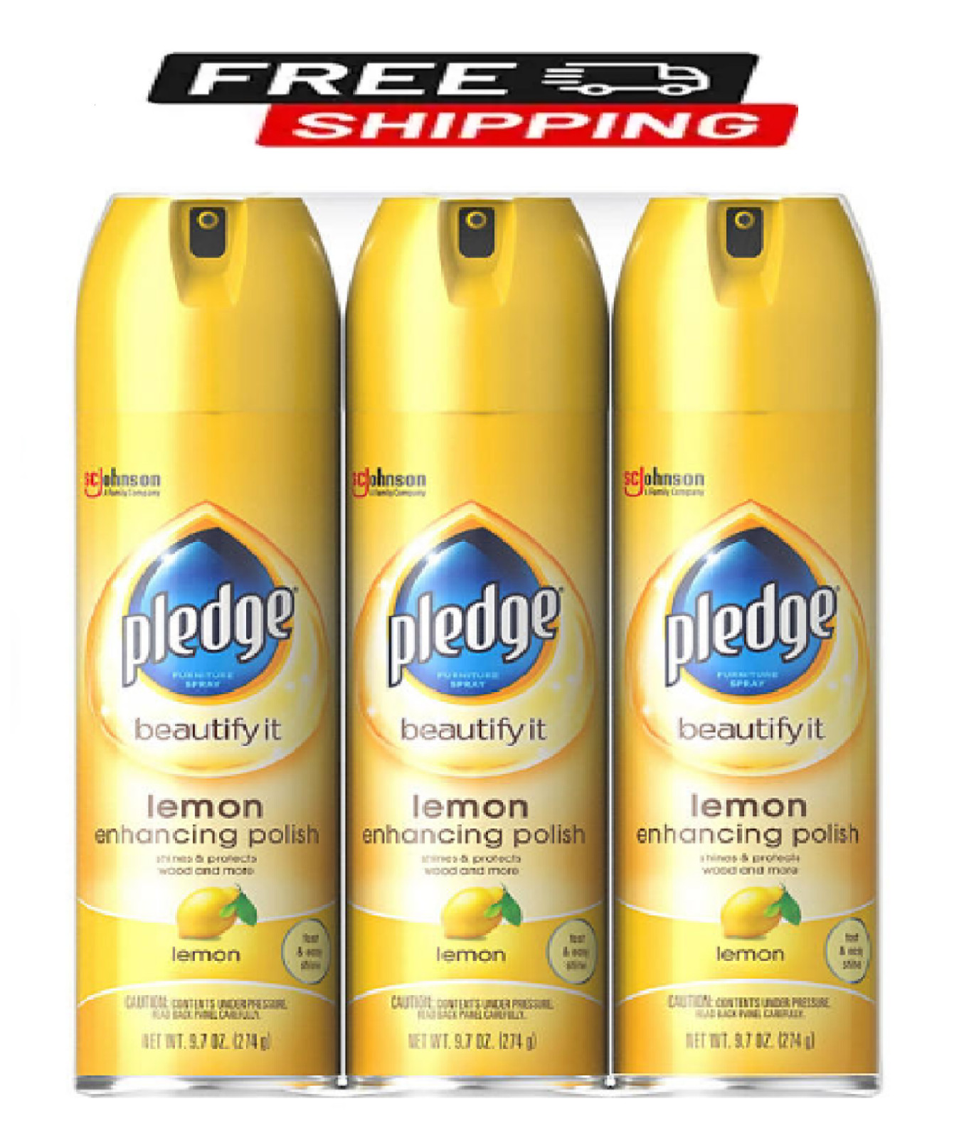 Pledge Furniture Enhancing Polish Spray, Lemon, 3ct., 29 oz.