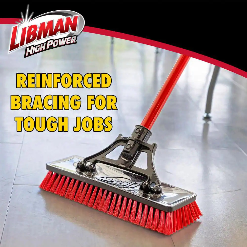13.5 In. High Power Extra-Large Heavy-Duty Floor Scrub Brush with Steel Handle