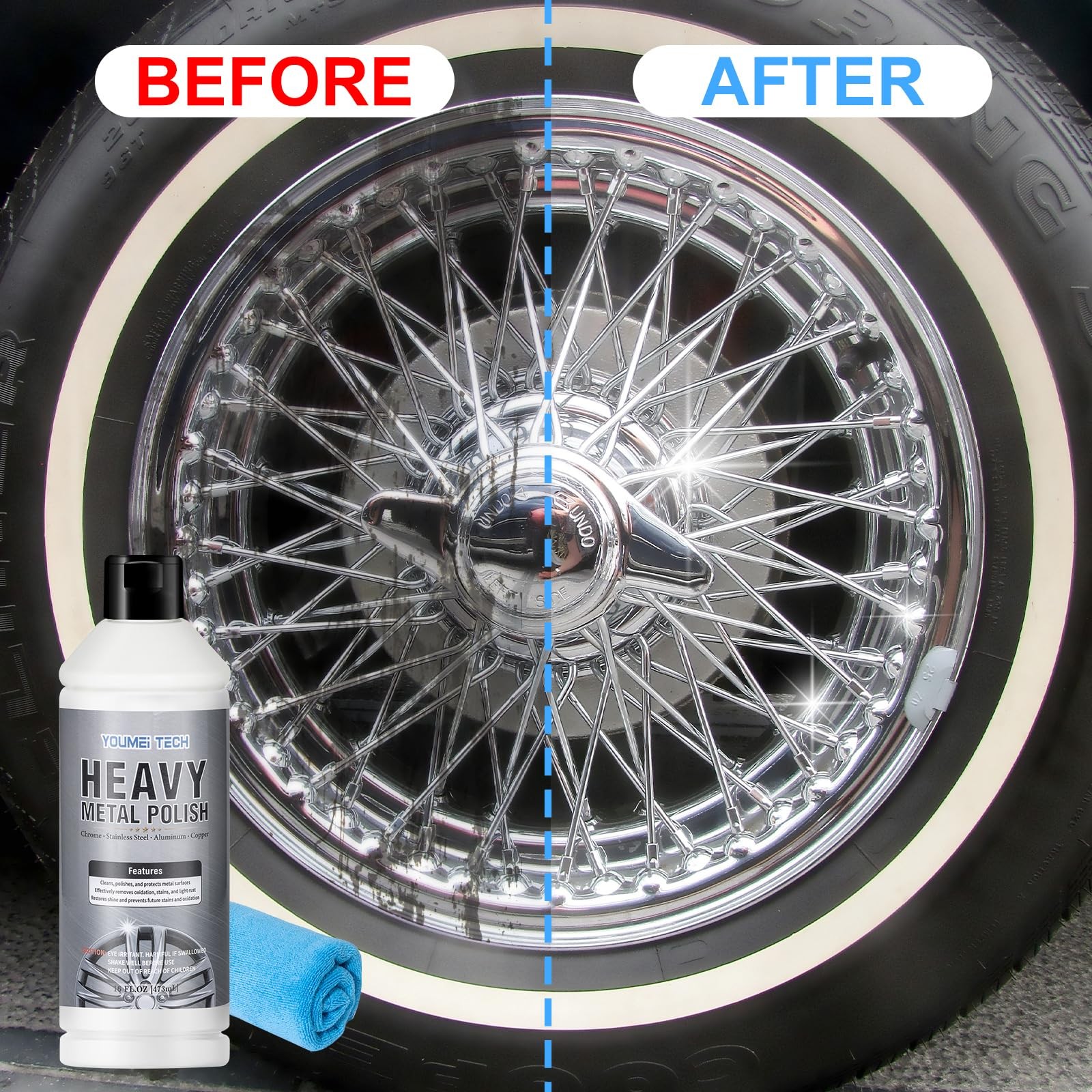 Metal Polish (16oz) & Chrome & Aluminum & Stainless Steel Polish, Multi Purpo…