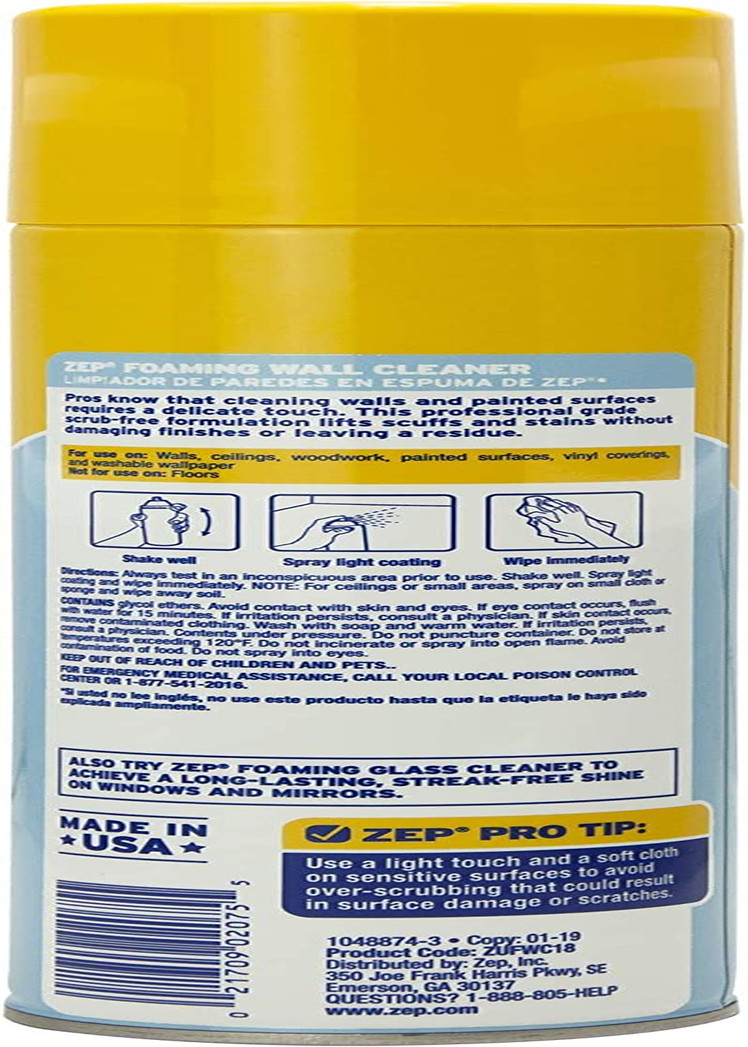 Foaming Wall Cleaner – Scrub free for crayons, grease, fingerprints, formula 18