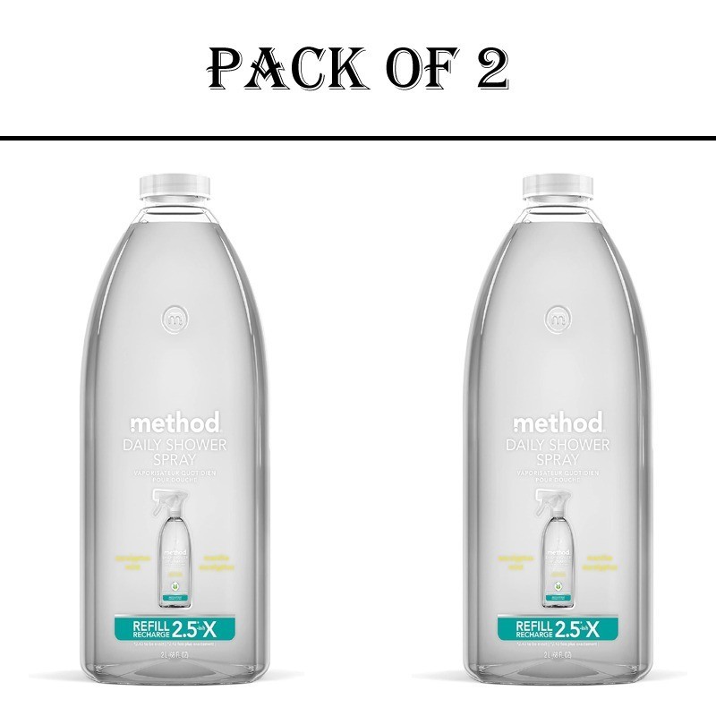 2 PACK – Method Daily Shower Spray Cleaner Refill Eucalyptus Mint 68 oz Each
