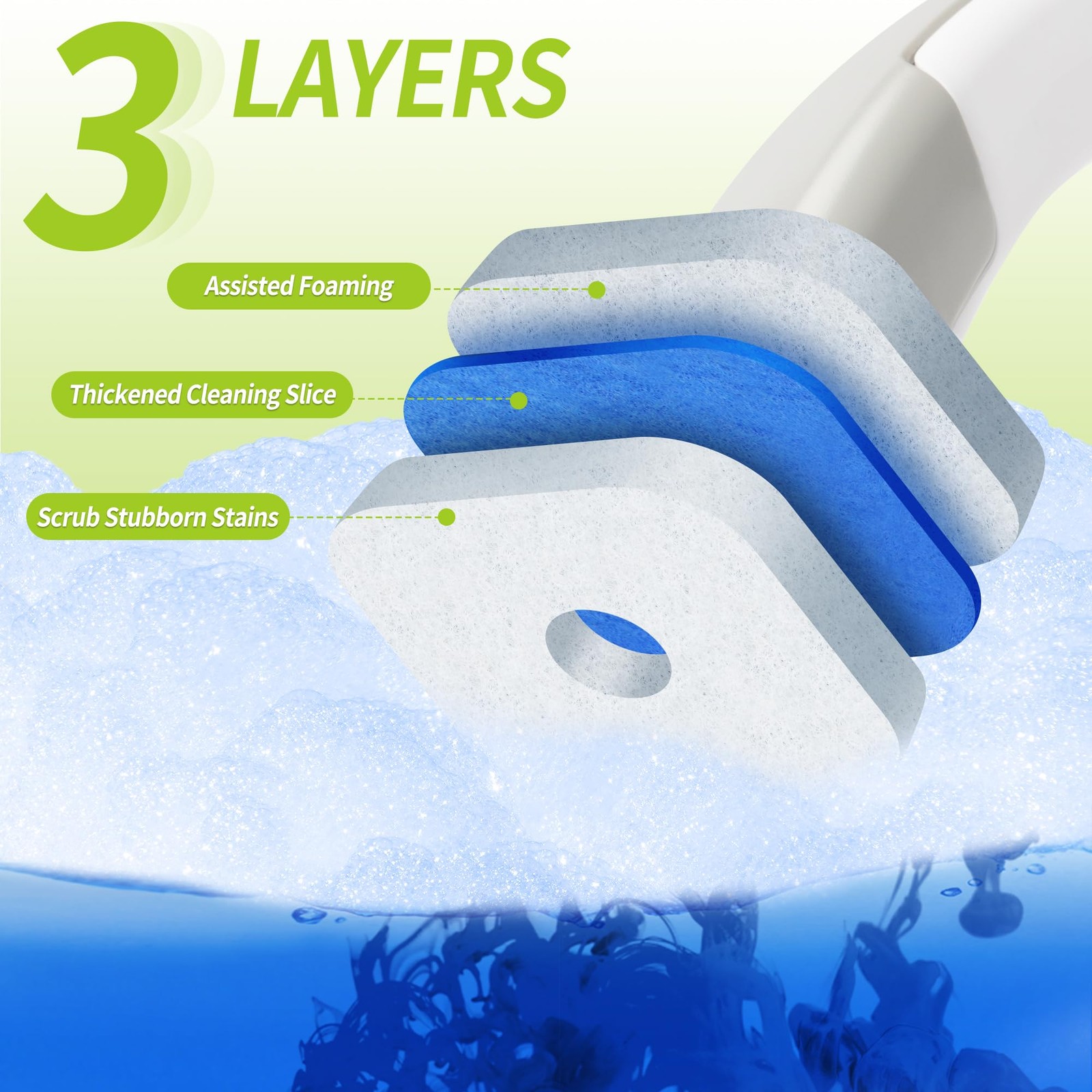 Toilet Bowl Cleaner Wand with 14 Refills, Disposable Toilet Brush Set with Ho…