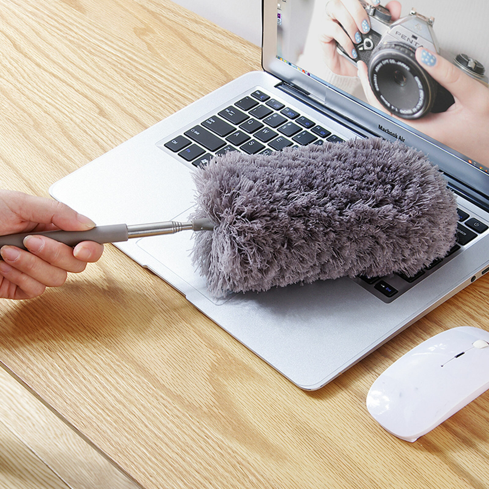 Extendable Microfiber Duster Ceiling Fan Dusting Cleaner Cleaning Brush Washable