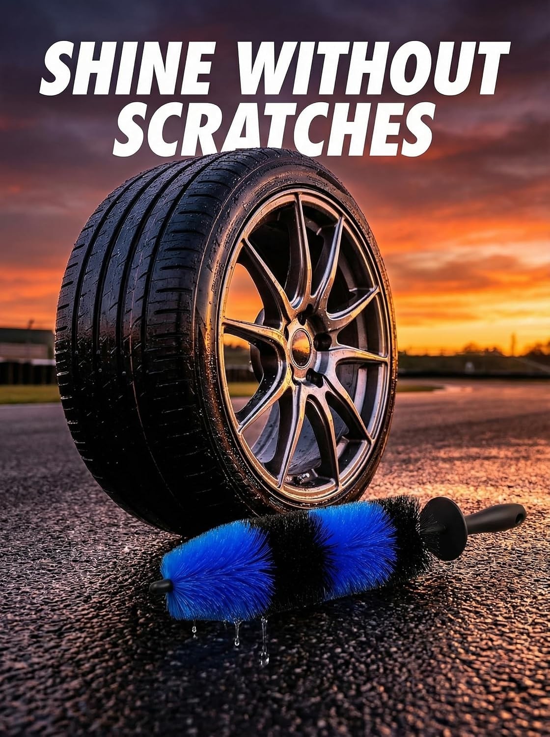 Master Wheel & Tire Brush – Soft Bristle 9.5-inch Detailing Tool for Easy