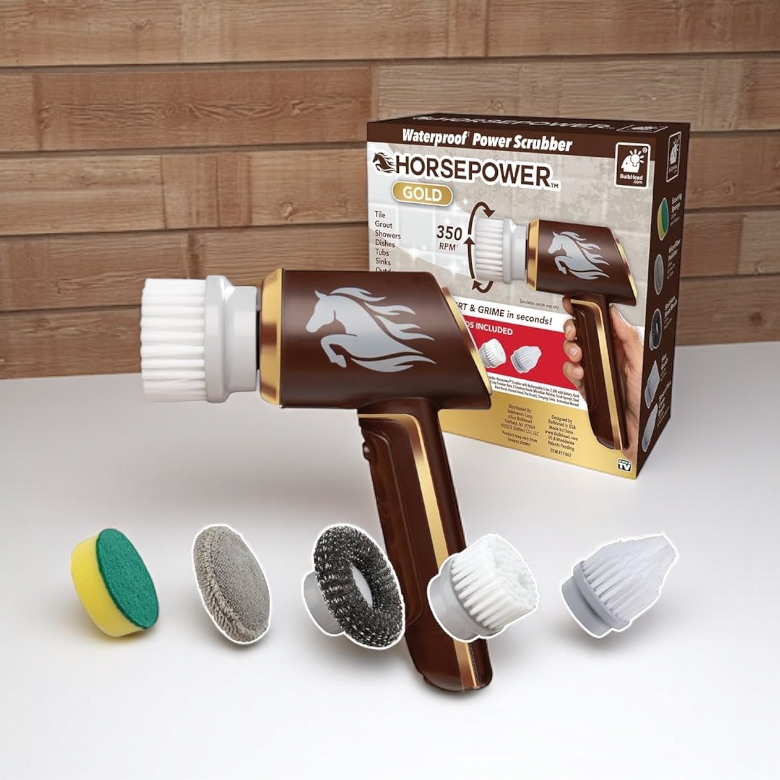 Ruby Horsepower Scrubber Gold Edition – 350 RPM Cordless Power Scrubber