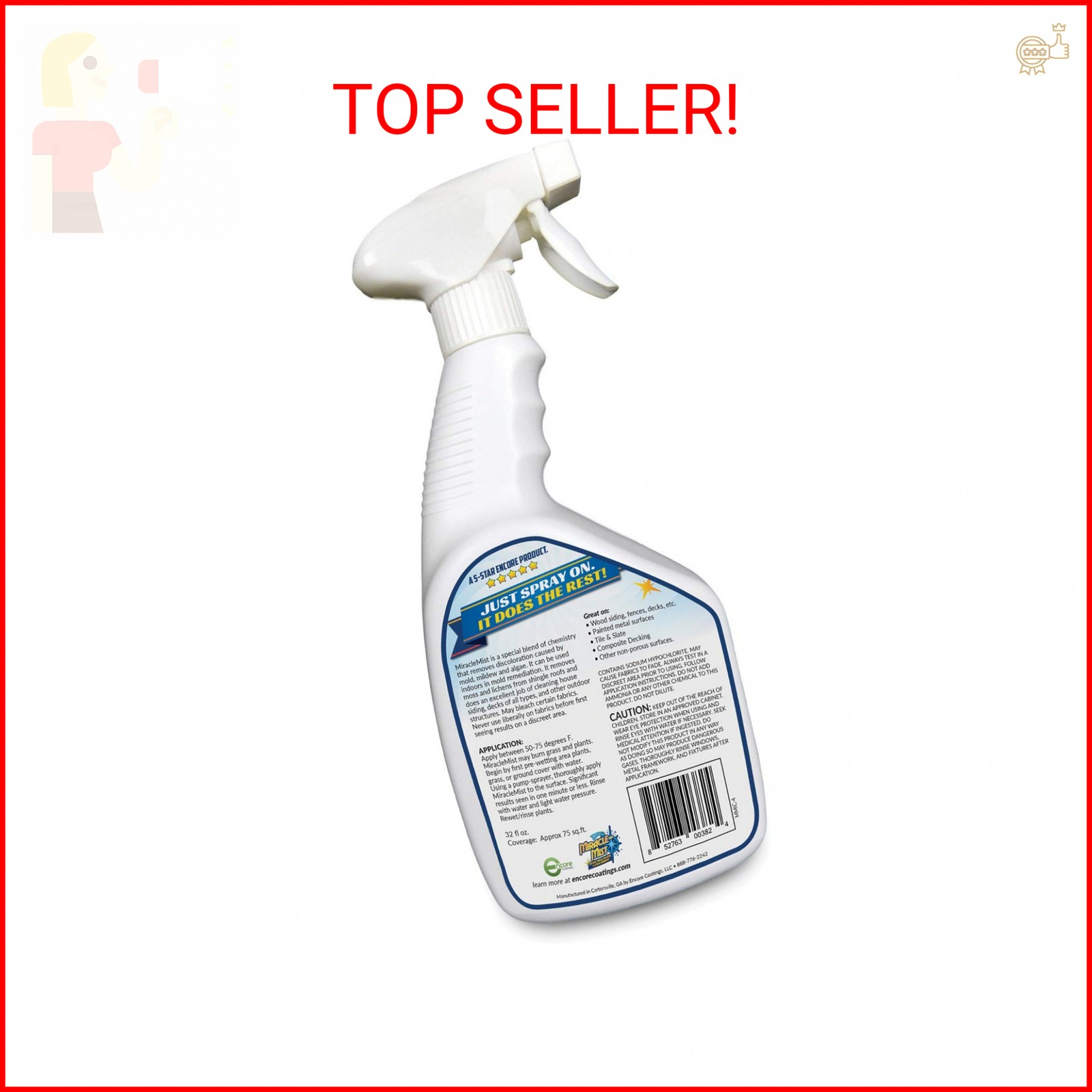 MiracleMist Instant Mold and Mildew Stain Remover (32-Ounce Spray Bottle)