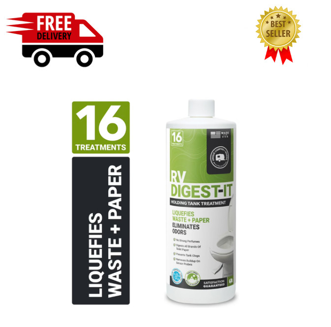 Unique RV Digest-It Holding Tank Treatment – Liquid 16 Treatments, 32 Oz.