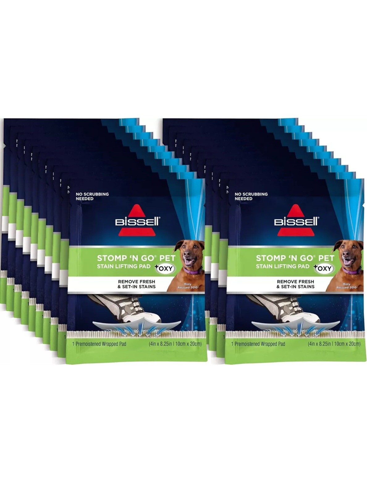 20 PACK Bissell Stomp ‘N Go Pet Lifting Pads + Oxy Stain Removal for Carpet Rugs
