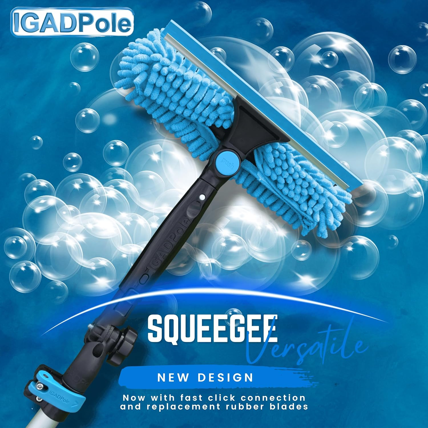 24FT Water-Fed Cleaning Kit with Soap Dispenser, Brush & Squeegee Tools